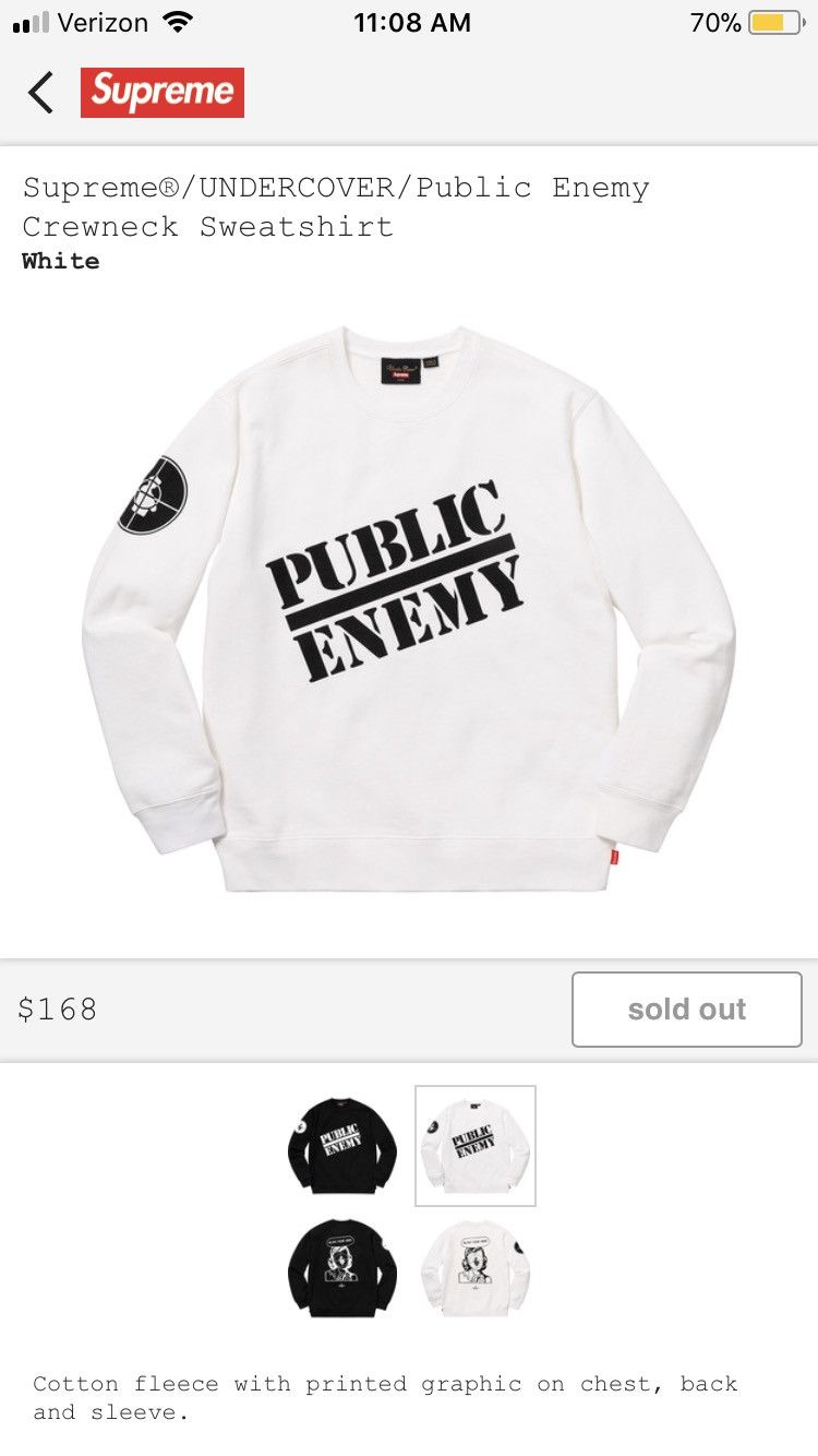 Supreme undercover public enemy crewneck online