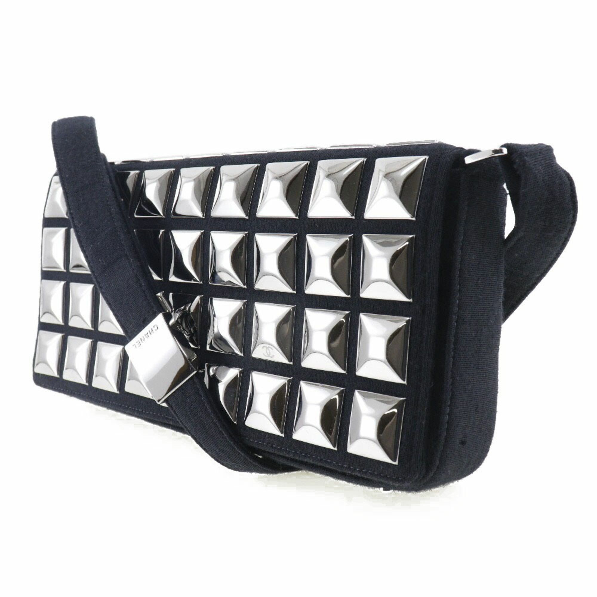 Chanel ice cube shoulder bag chocolate bar cotton black ladies