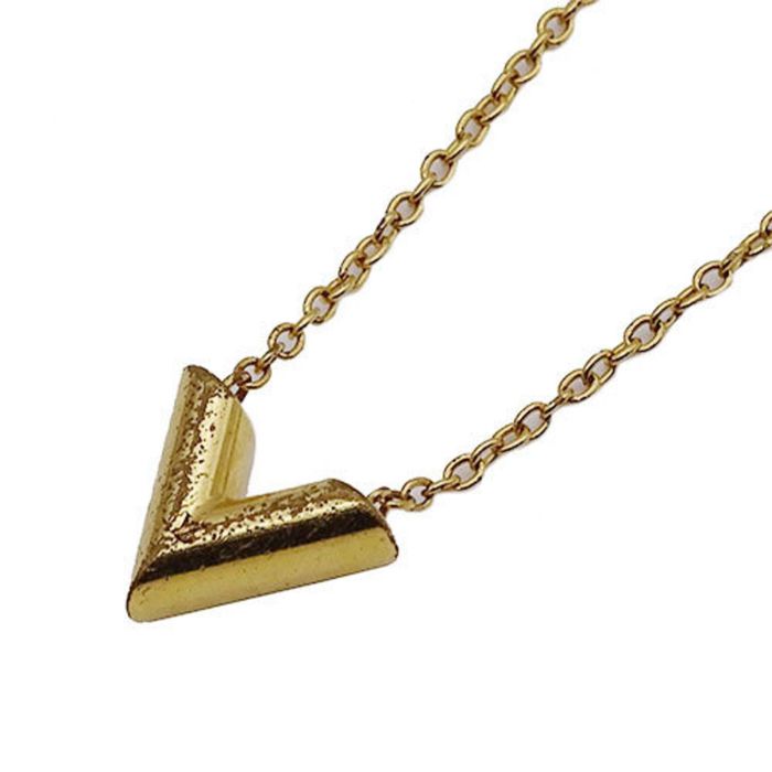 LOUIS VUITTON Essential V Necklace M61083 Gold Plated Women's