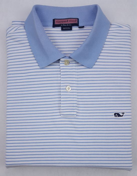 Vineyard Vines Vineyard Vines Whale Polo Shirt Large Striped Blue White 