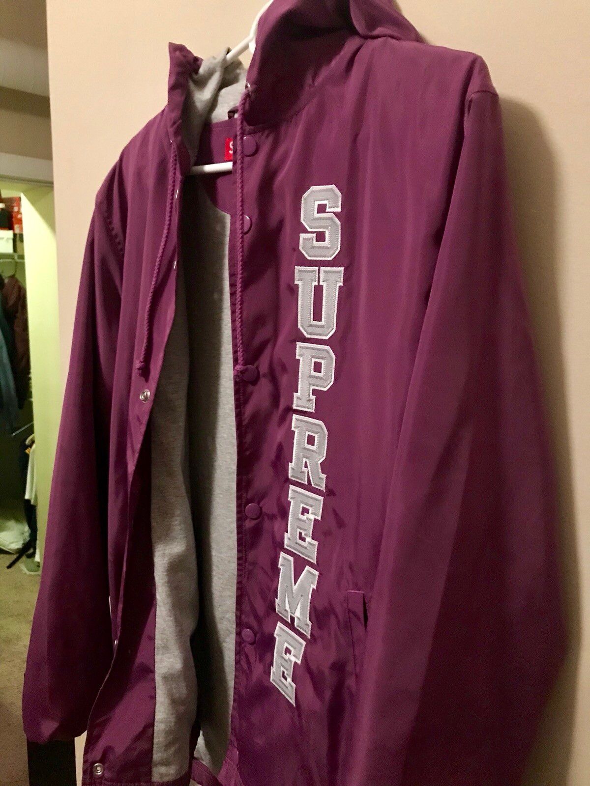 Supreme Supreme vertical logo hooded coach jacket | Grailed