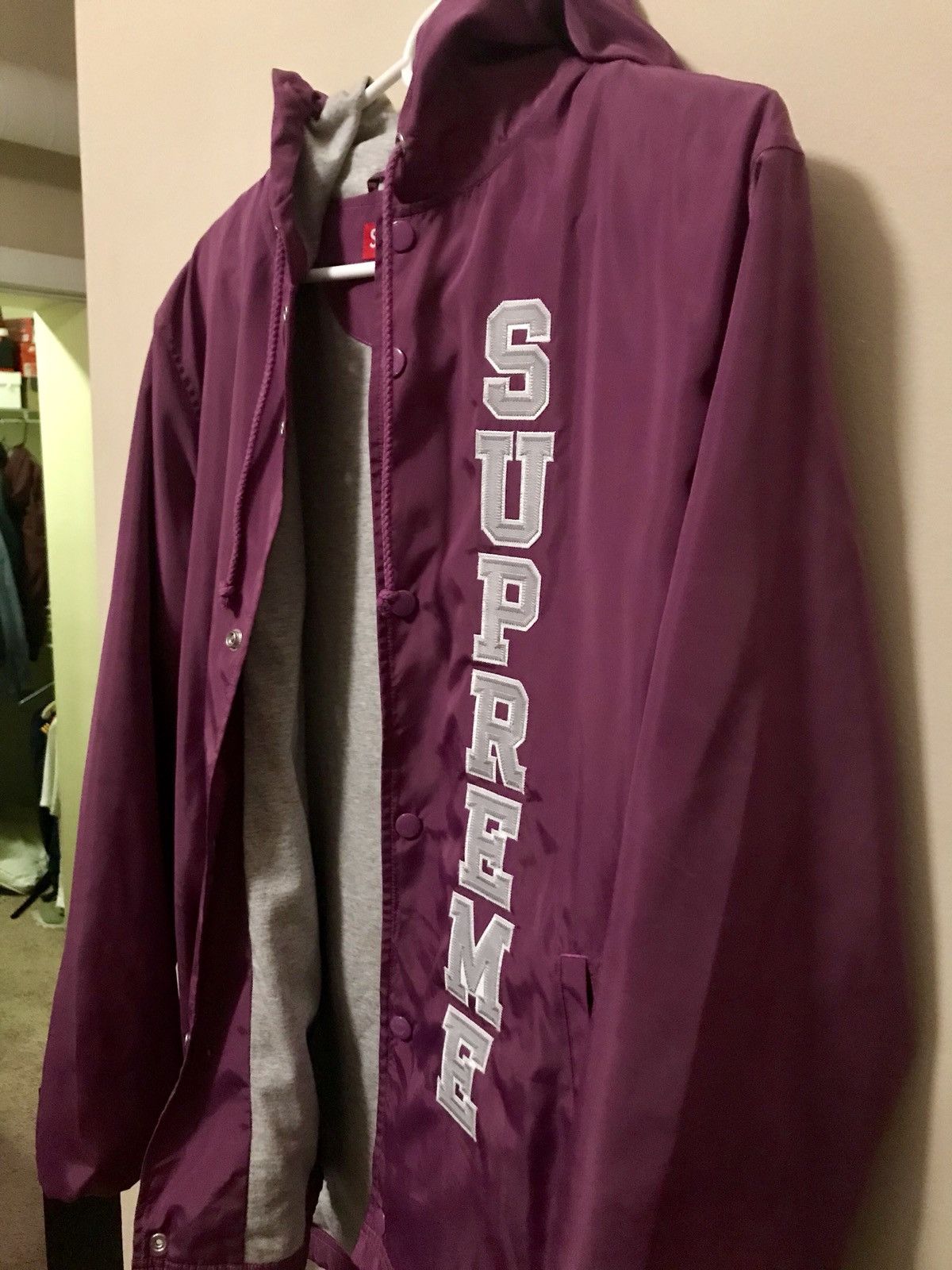 Supreme Supreme vertical logo hooded coach jacket | Grailed