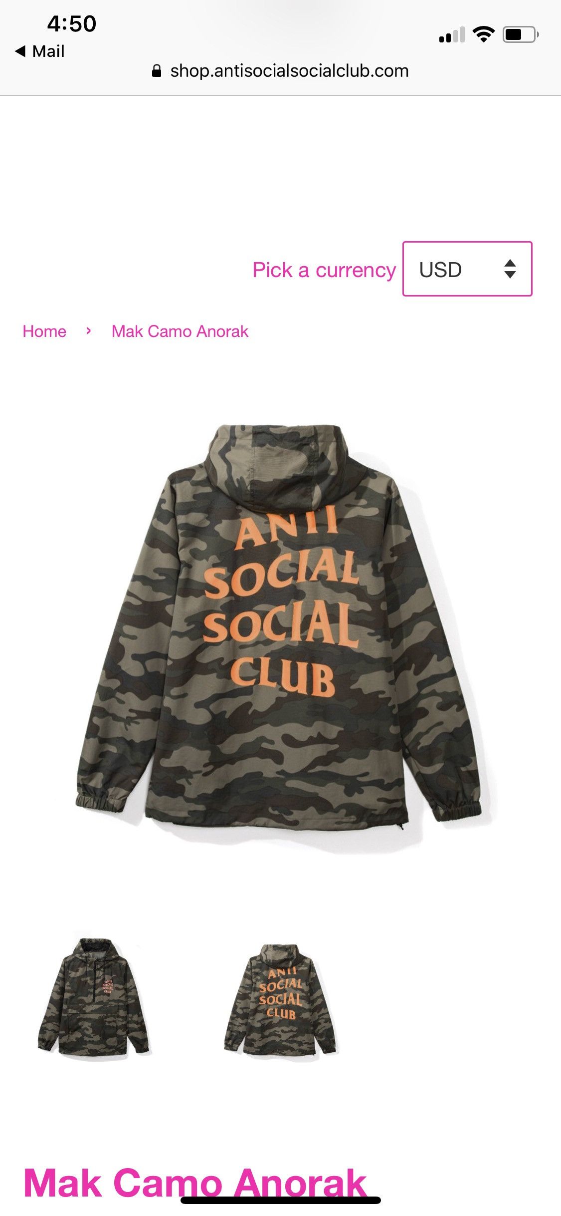 Anti Social Social Club Camo Jacket | Grailed