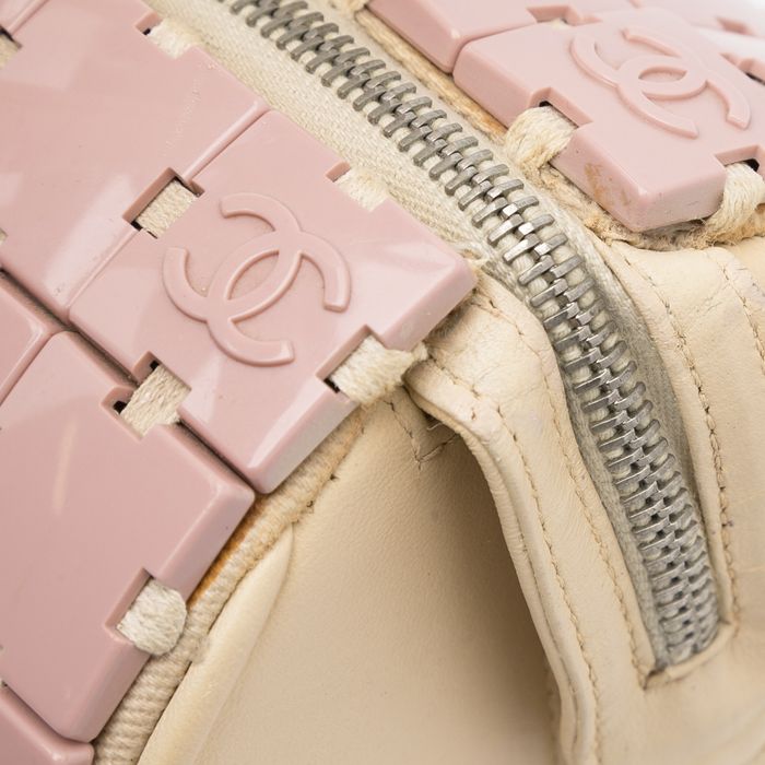 Chanel Rare Mauve Pink Lucite Tile Leather Cylinder Handbag