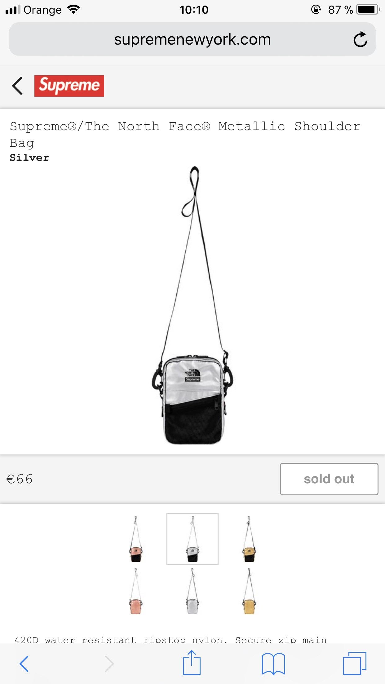 Supreme the north face metallic shoulder bag silver shop