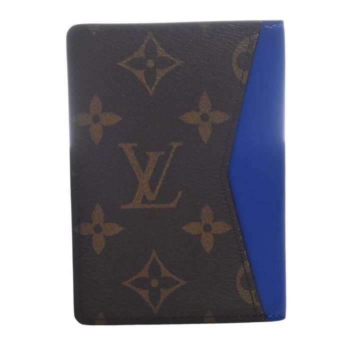 Louis Vuitton LOUIS VUITTON Monogram Macassar Organizer de Poche Bifold  Card Case M80778 Brown Blue Men's