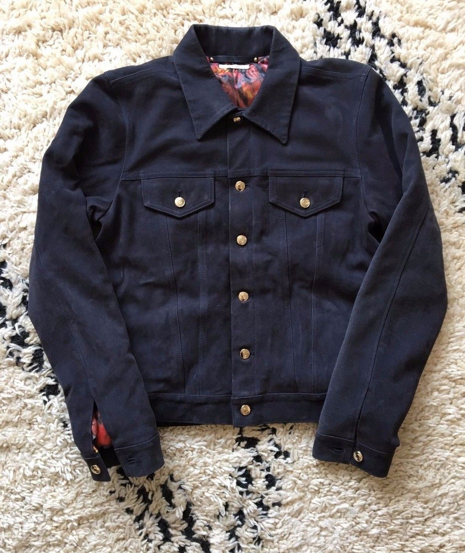 Paul Smith Mainline Navy Suede-Leather Down Filled Jacket Size US M / EU 48-50 / 2 - 2 Thumbnail