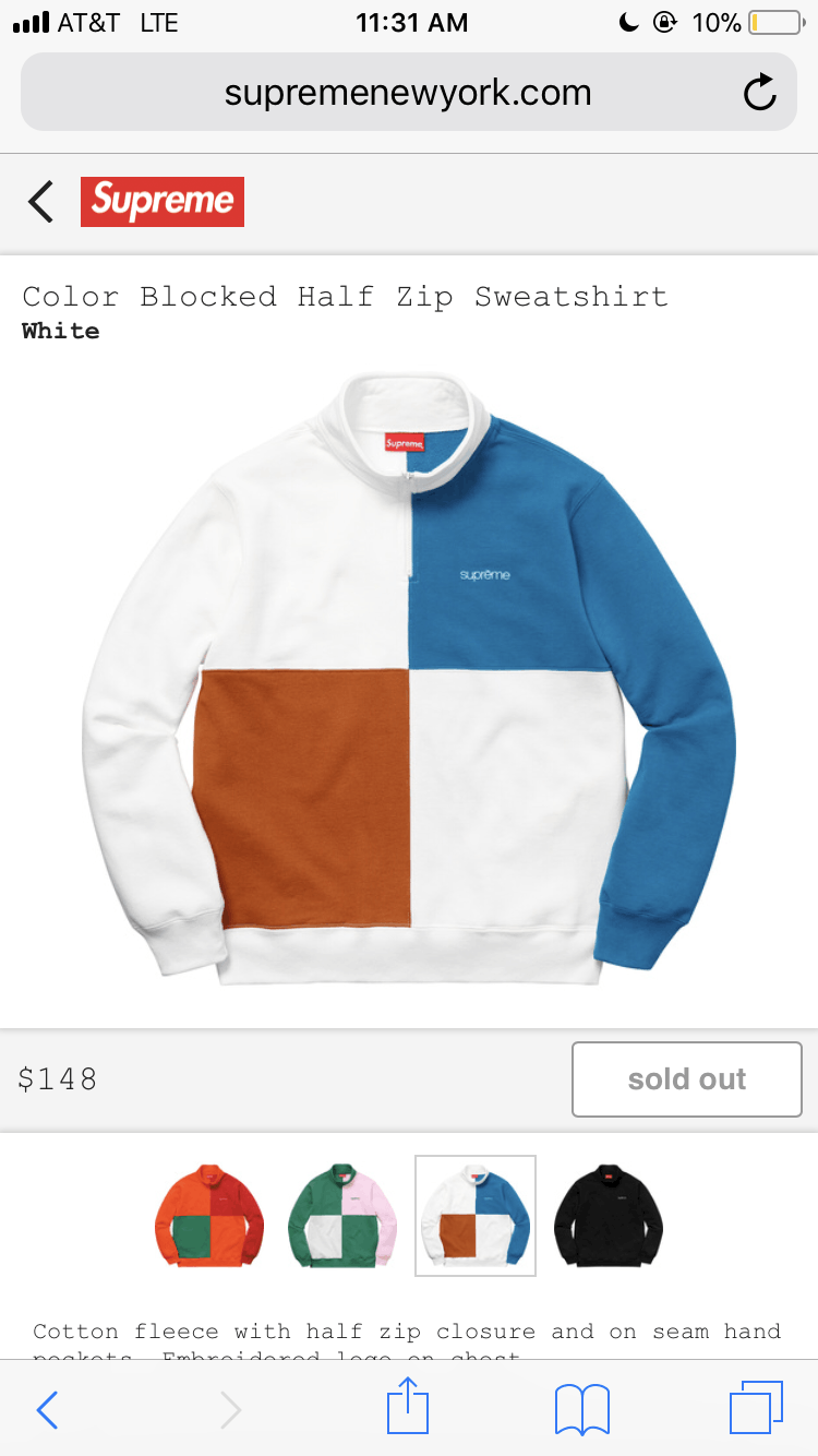 Supreme Color Blocked Half Zip Sweatshirt Teal/Orange Size US L / EU 52-54 / 3 - 6 Thumbnail