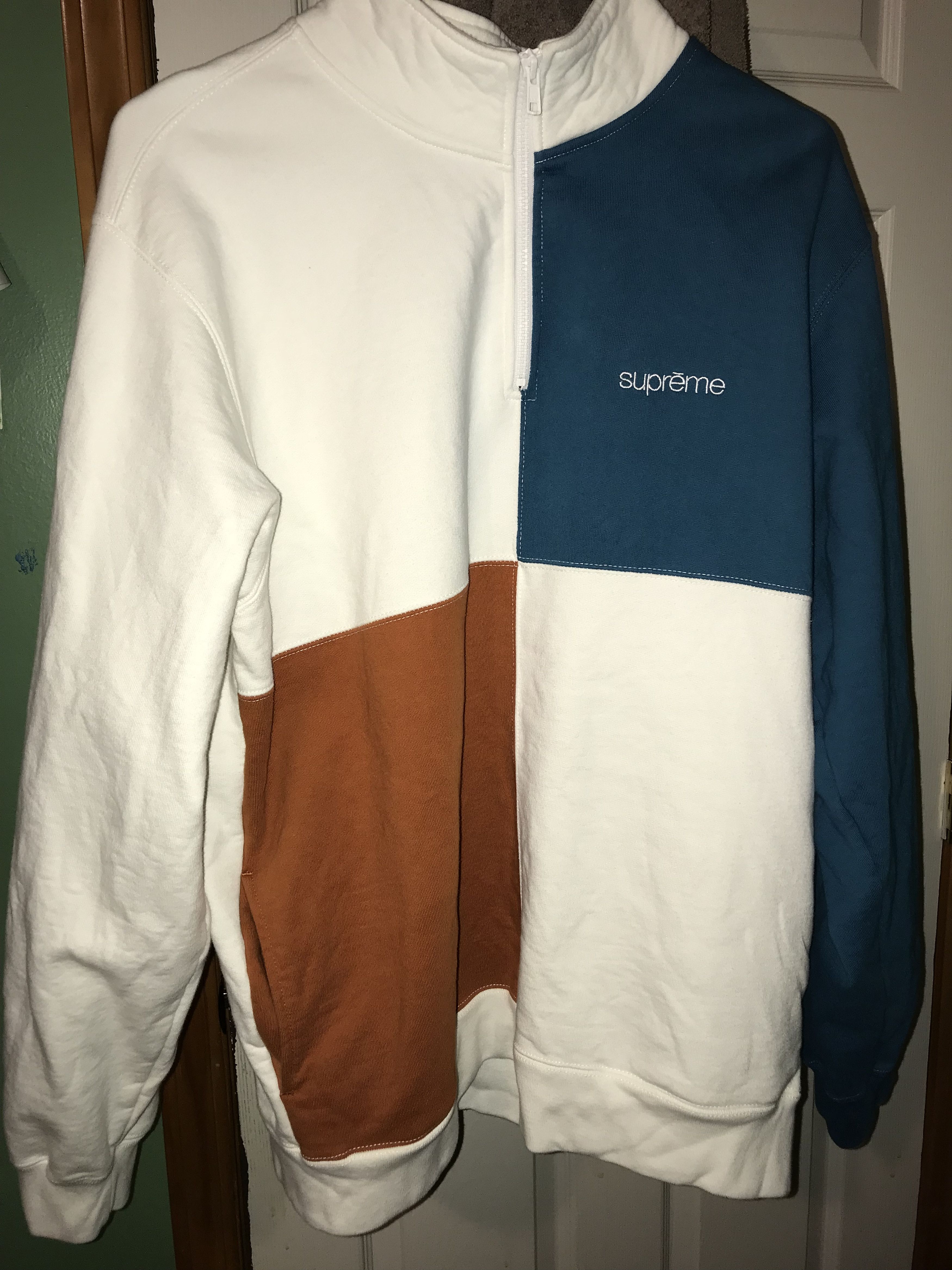 Supreme Supreme Denim Collar Half Zip Sweatshirt Navy | Grailed