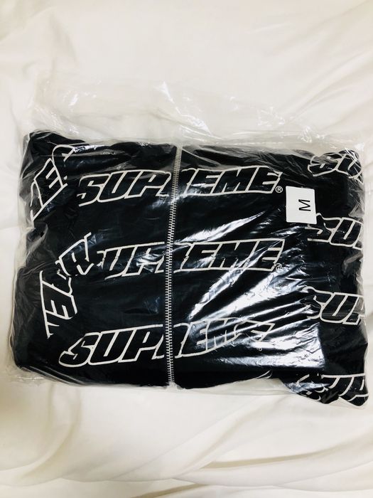 Supreme repeat zip up hooded best sale sweatshirt black