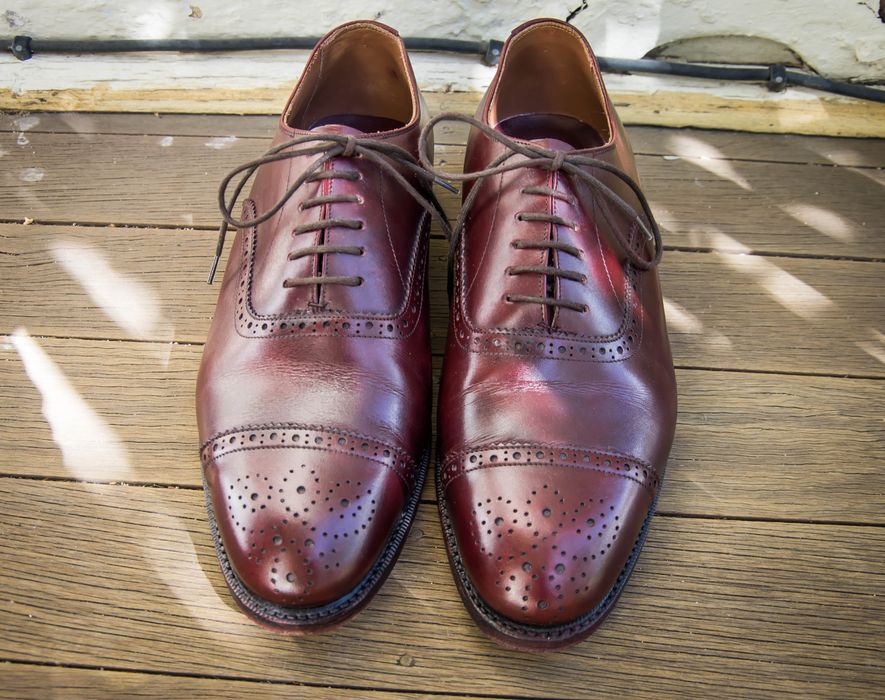 Meermin Meermin Burgundy Leather Shoes UK7 (Handmade, Goodyear