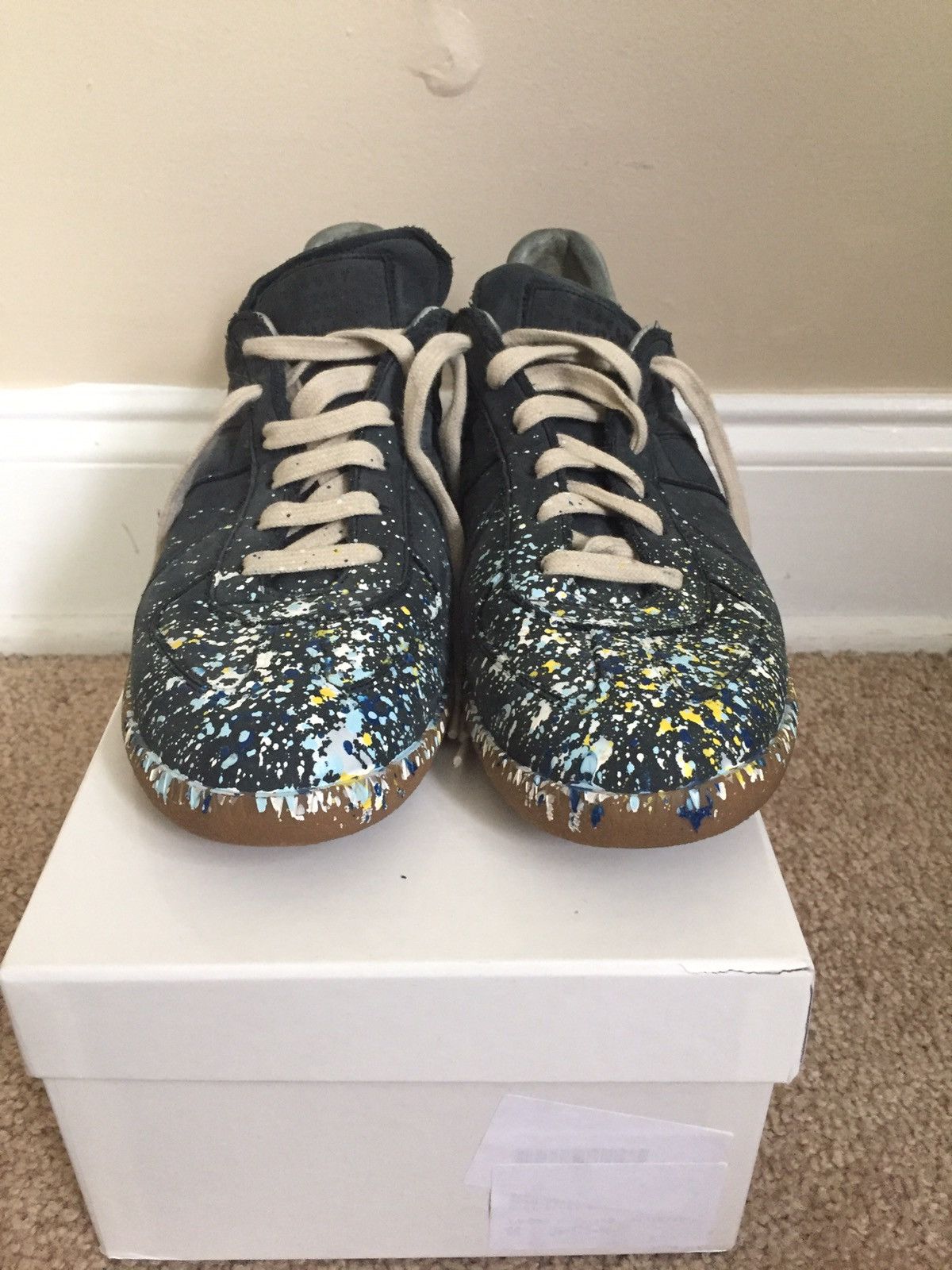 Maison Margiela Black Paint splatter GATS | Grailed