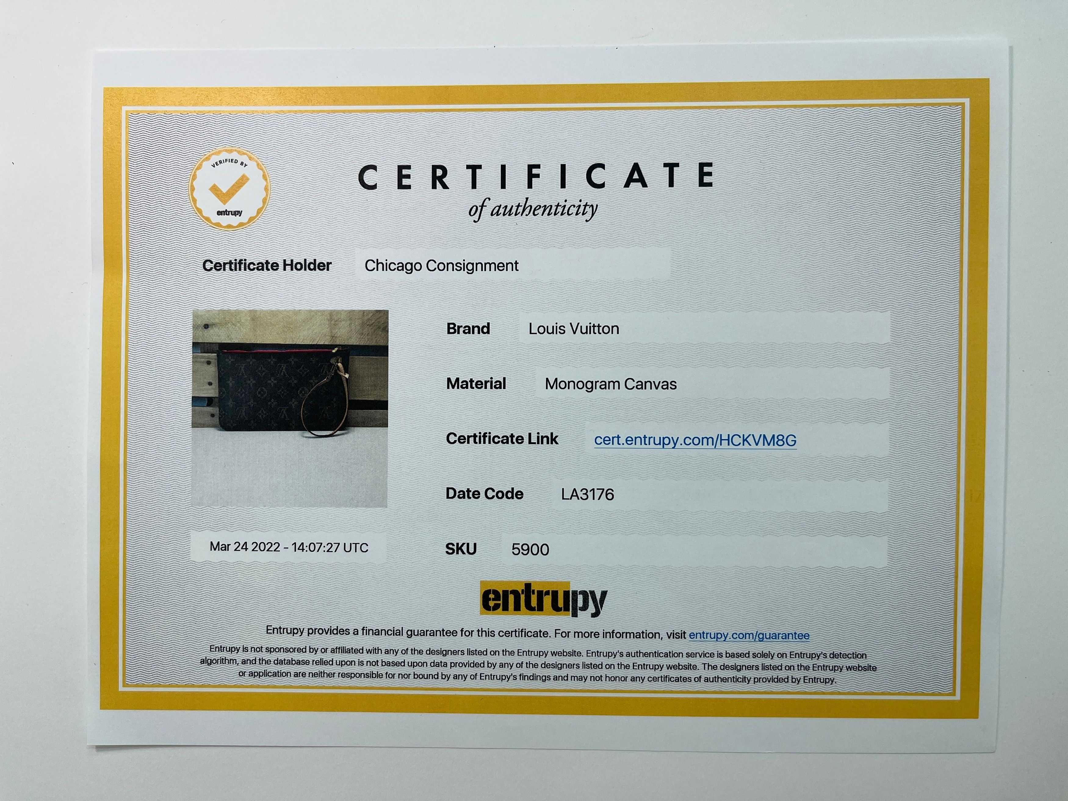 Louis Vuitton Monogram Neverfull GM Pouch Only Wristlet Bag