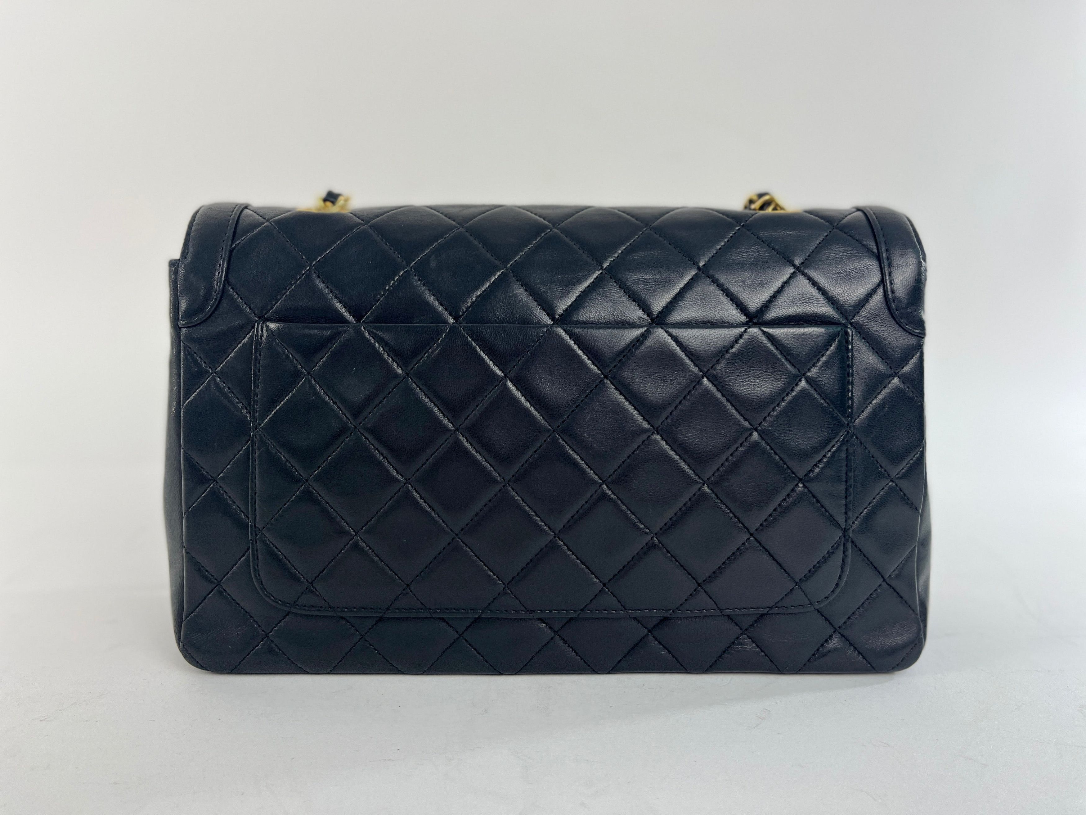 Chanel Quilted Lambskin Single Flap Medium Black Crossbody
