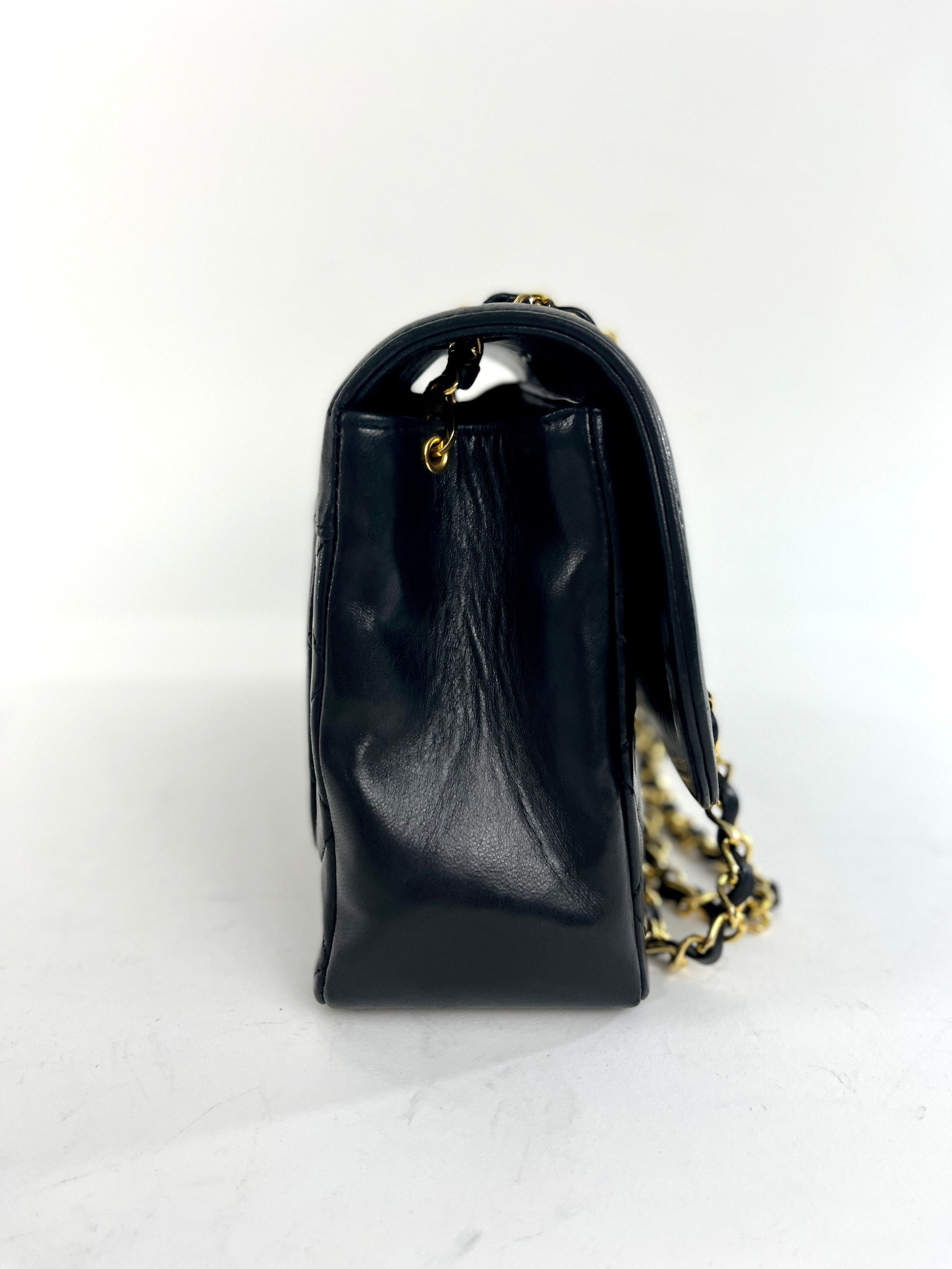 Chanel Quilted Lambskin Single Flap Medium Black Crossbody