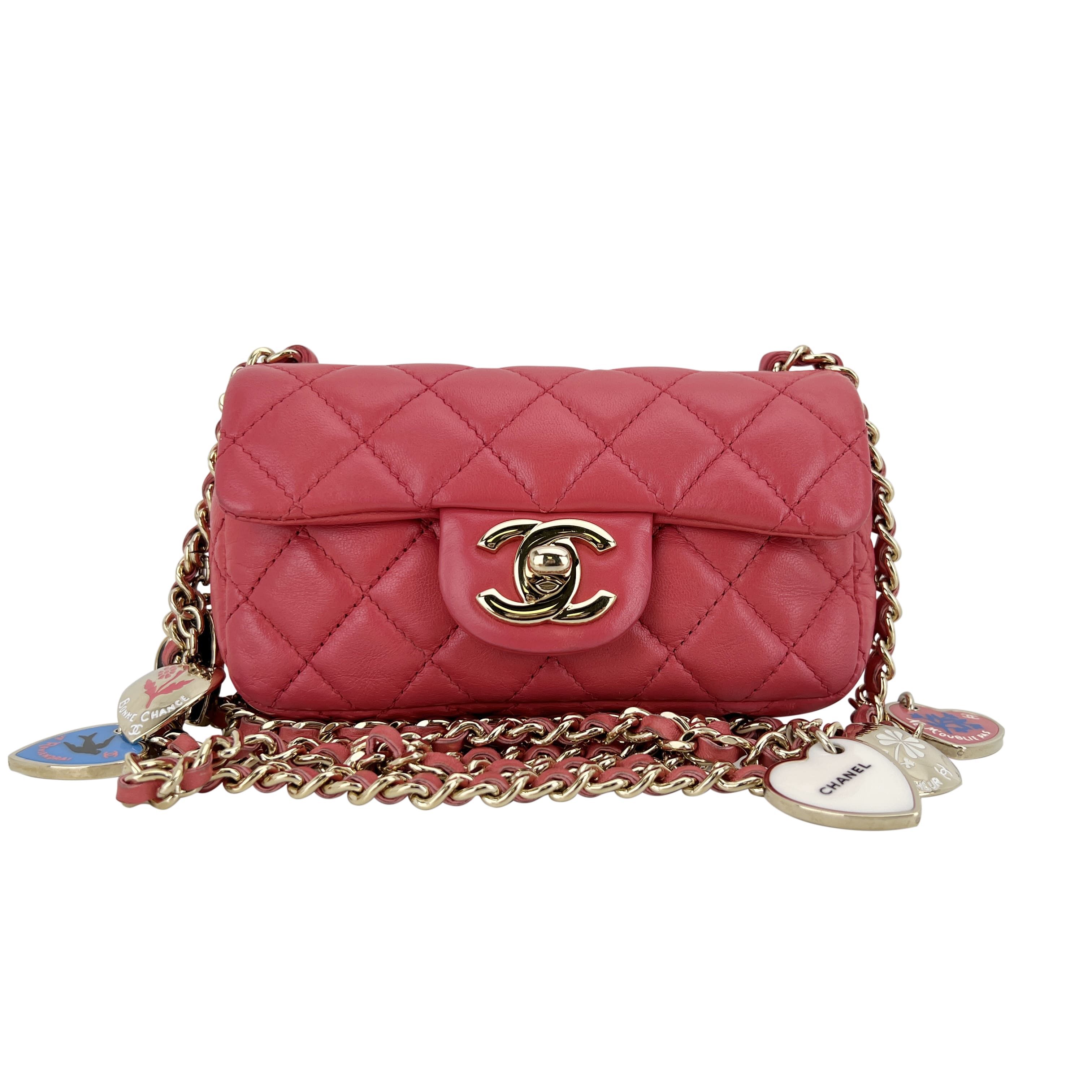 Chanel Chanel Quilted Lambskin Leather Charms Micro Mini Flap Pink Size ONE SIZE - 2 Thumbnail