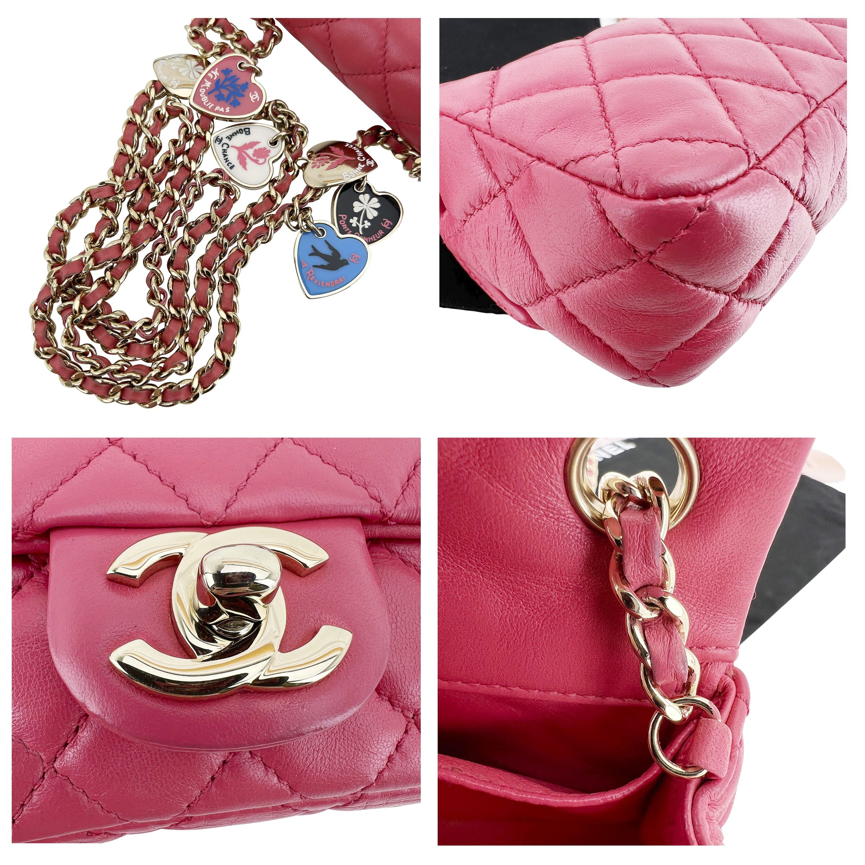 Chanel Chanel Quilted Lambskin Leather Charms Micro Mini Flap Pink Size ONE SIZE - 13 Thumbnail
