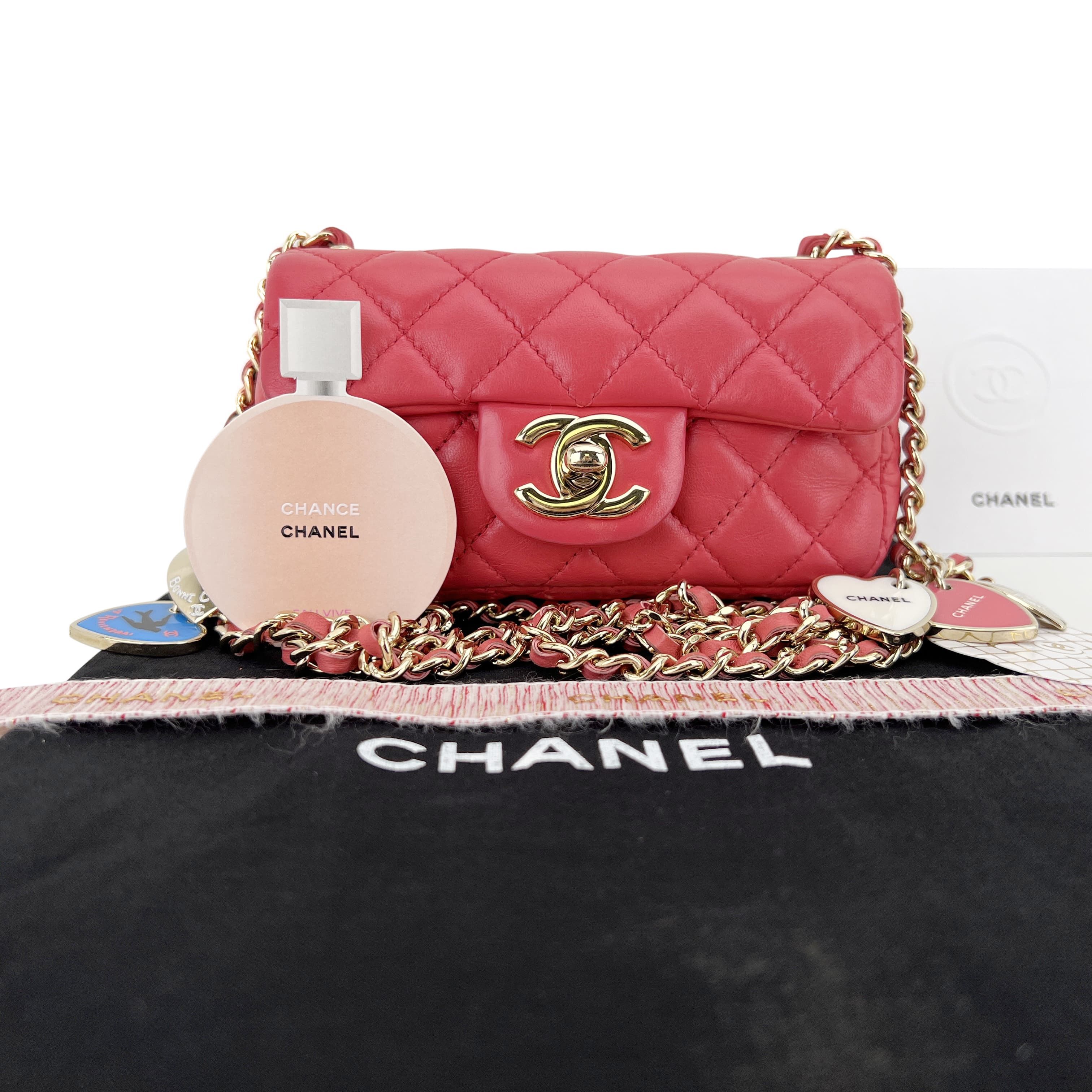 Chanel Chanel Quilted Lambskin Leather Charms Micro Mini Flap Pink Size ONE SIZE - 6 Thumbnail
