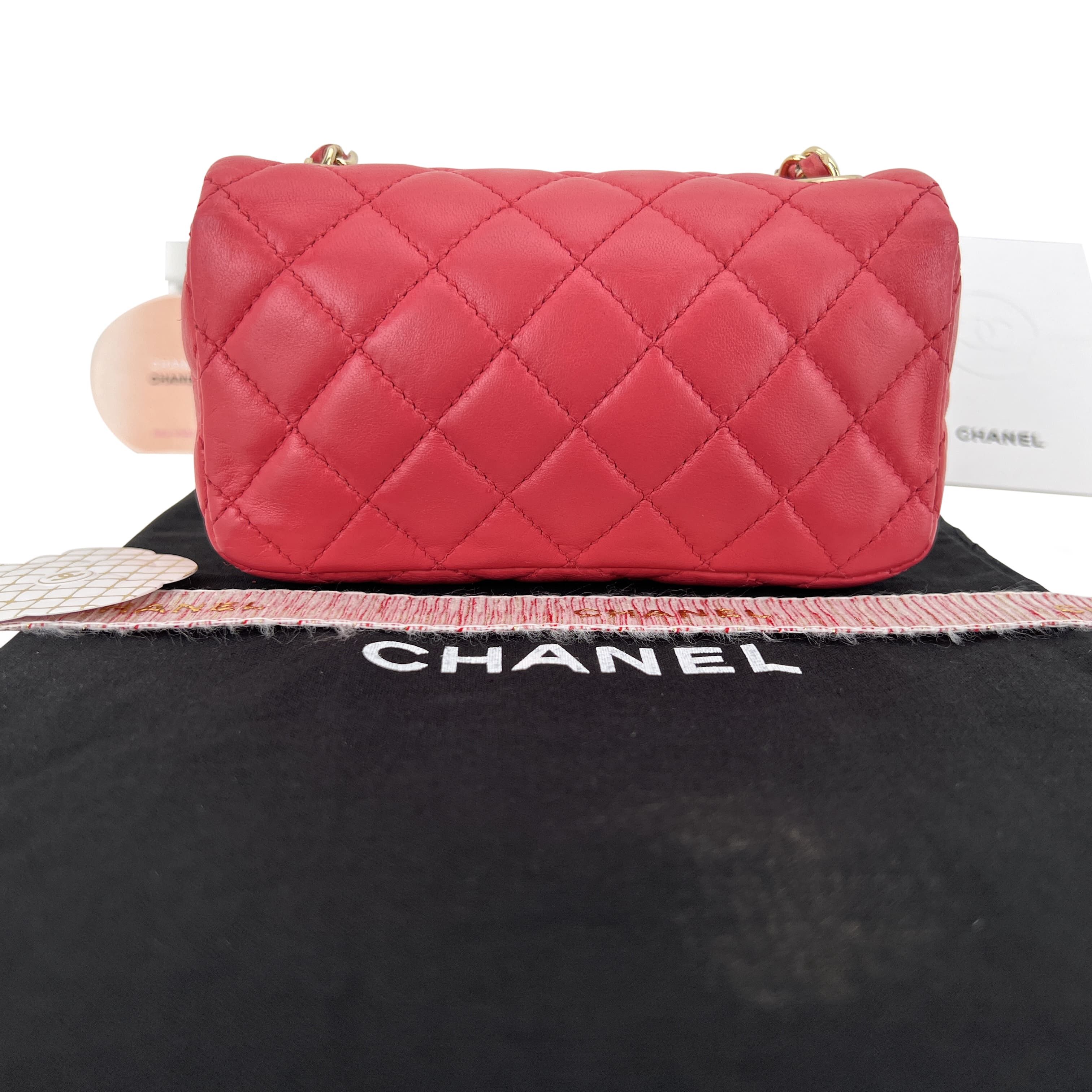 Chanel Chanel Quilted Lambskin Leather Charms Micro Mini Flap Pink Size ONE SIZE - 8 Thumbnail