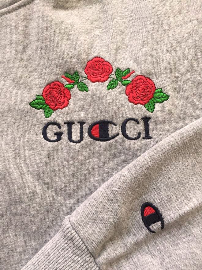 Champion gucci rose hoodie sale