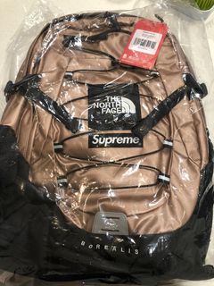 Supreme the north face metallic borealis backpack hot sale rose gold