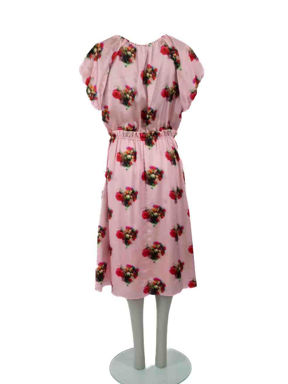 Pink Silk Printed Knee Length Dress