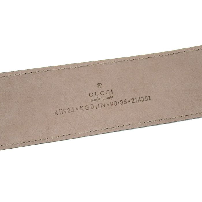 Gucci Beige/Black GG Supreme Canvas and Leather Interlocking G Buckle Belt  85CM Gucci