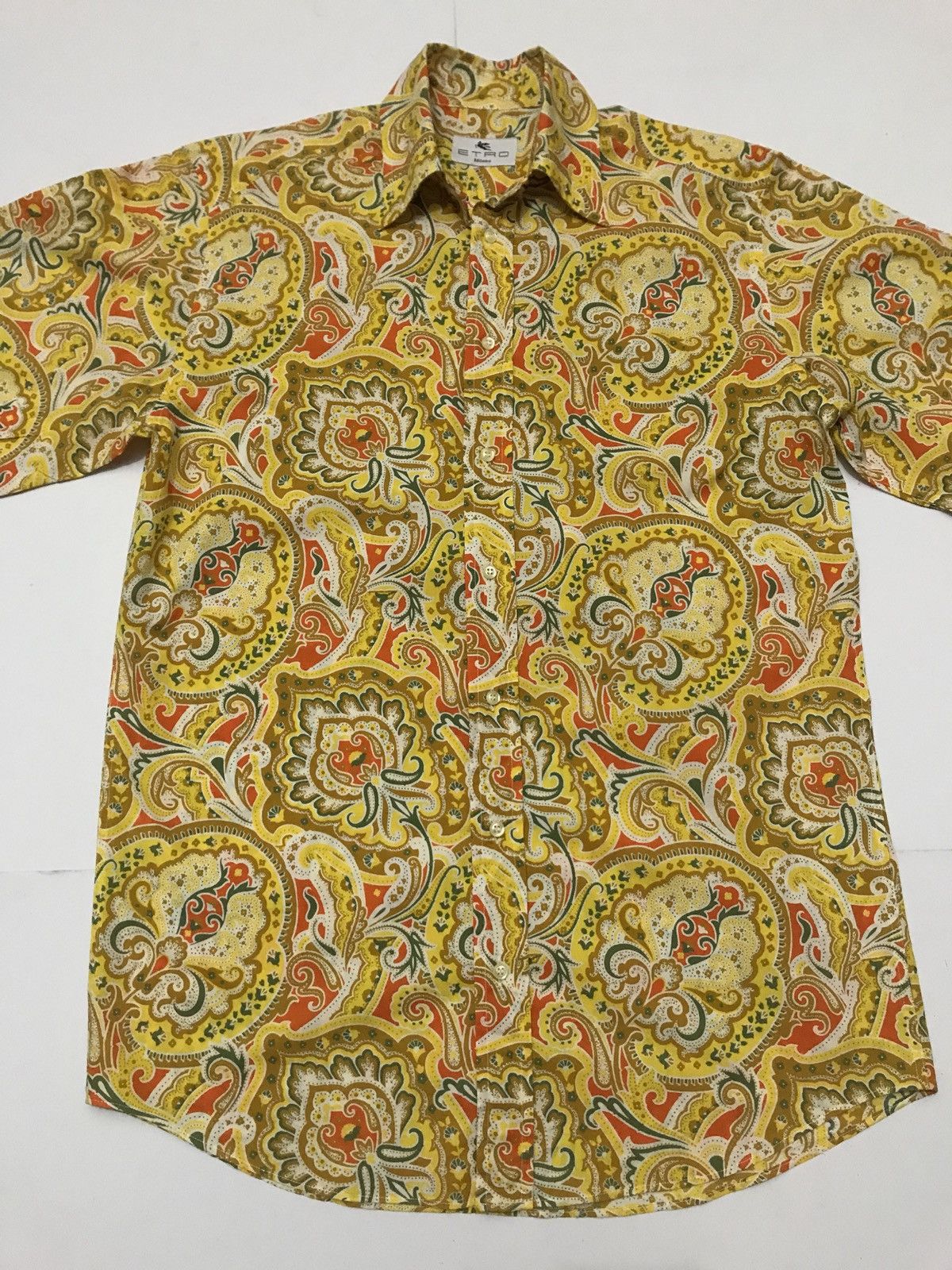 Chemise Homme Vintage ETRO Milano Taille 44-XL - Coton Rayé, Fabriquée En Italie
