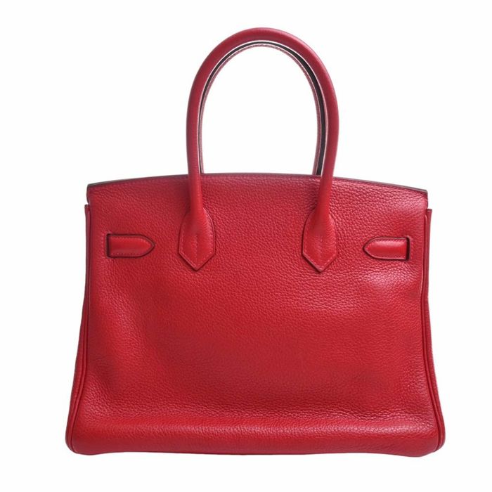 Hermes HERMES Taurillon Clemence Birkin 30 Handbag Red Ladies