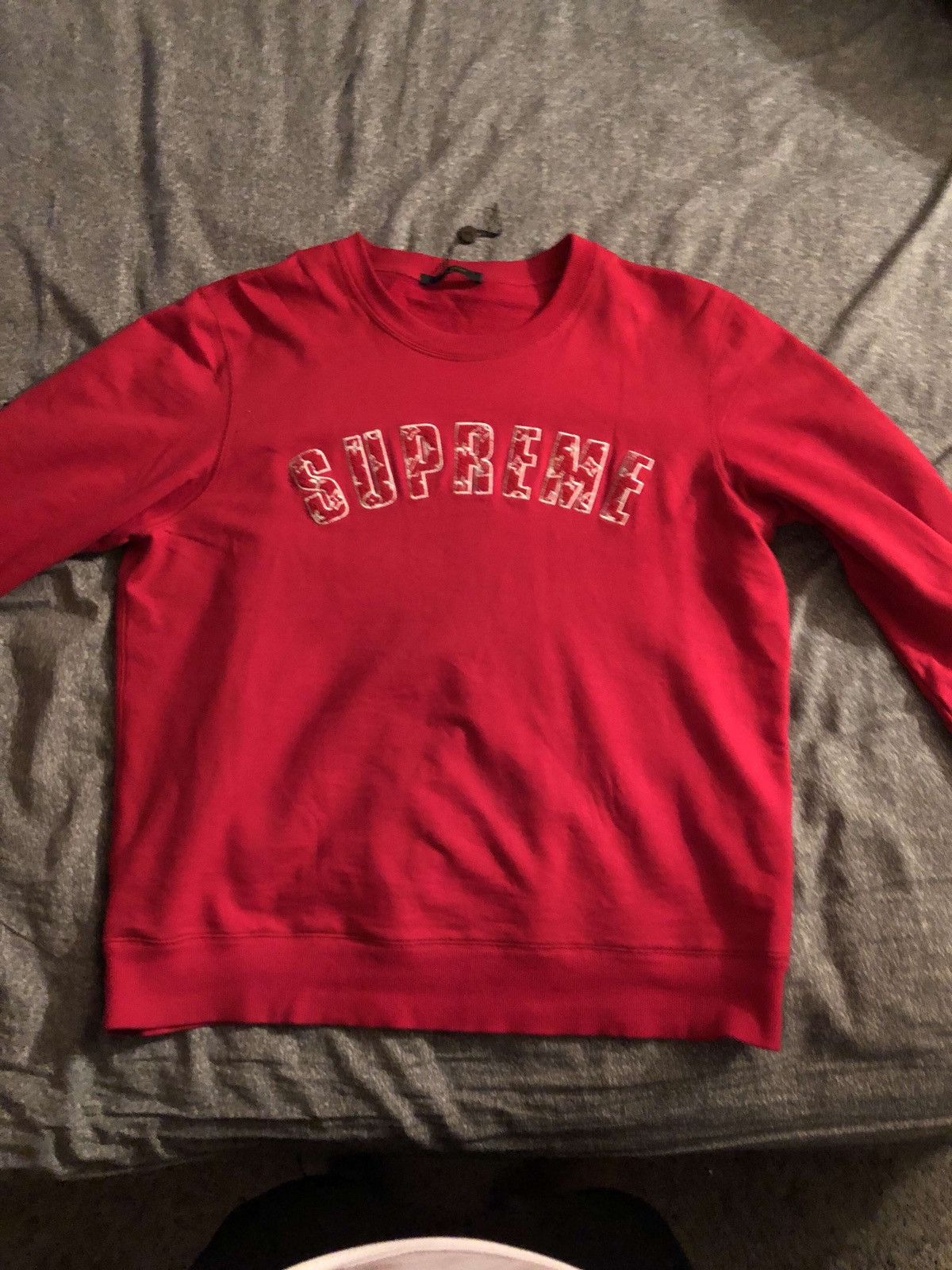 Louis Vuitton x Supreme Arc Logo Crewneck Red