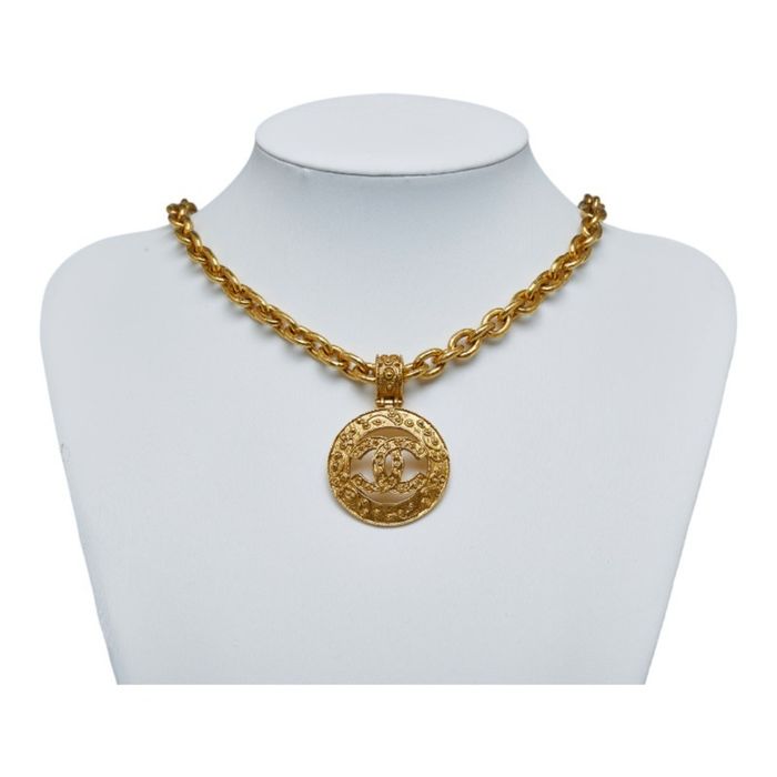 Chanel CHANEL Cocomark Necklace Gold Plated Women's