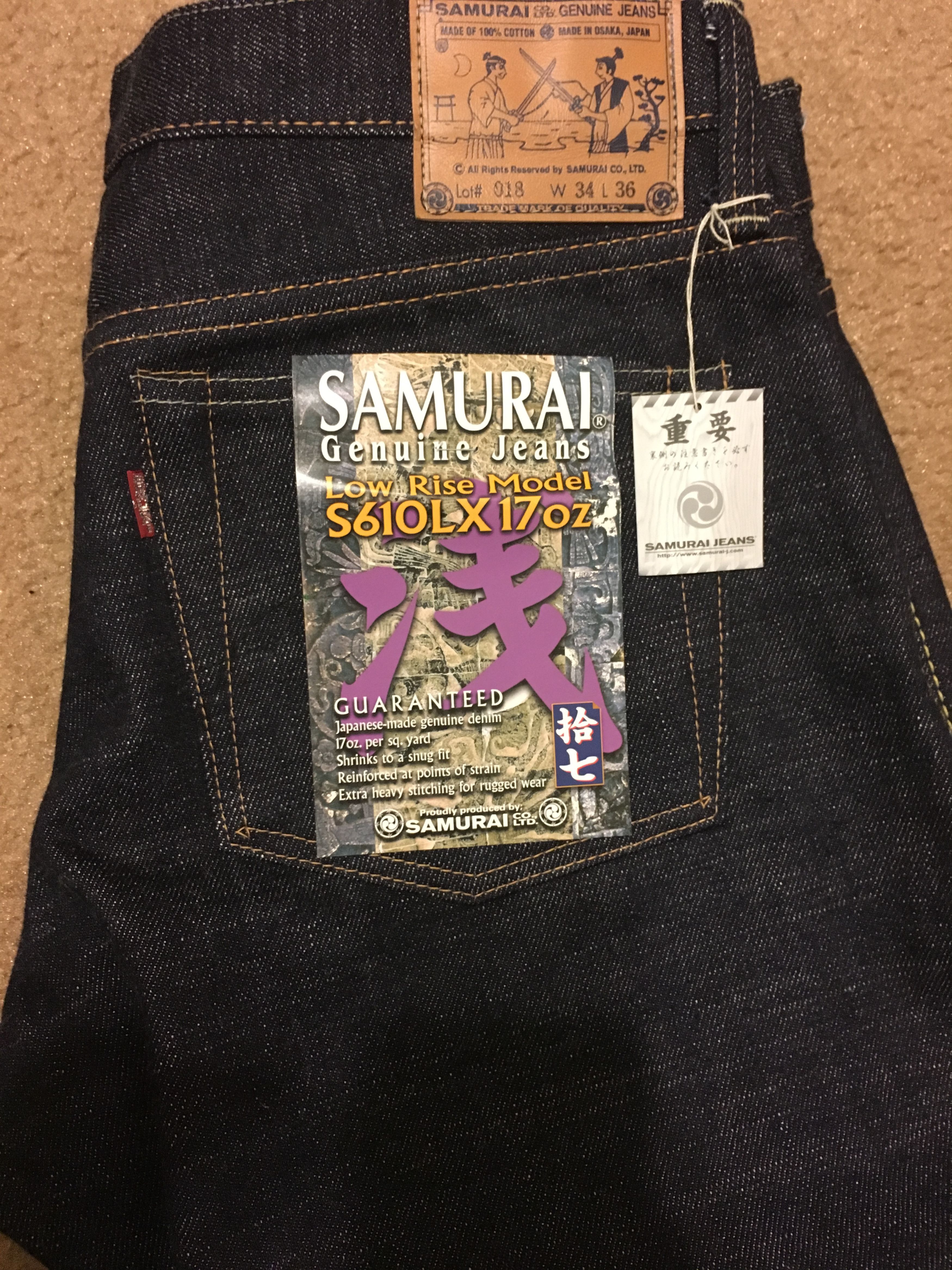 サムライジーンズ　S610LX 17oz W30 ローライズ サムライジーンズ S610LX17OZ-17ozローライズモデル