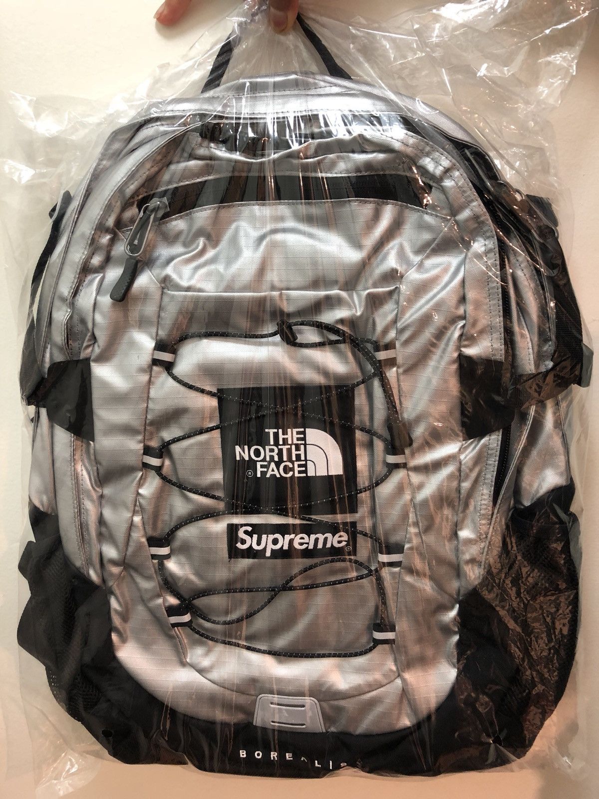 Supreme north face backpack silver online