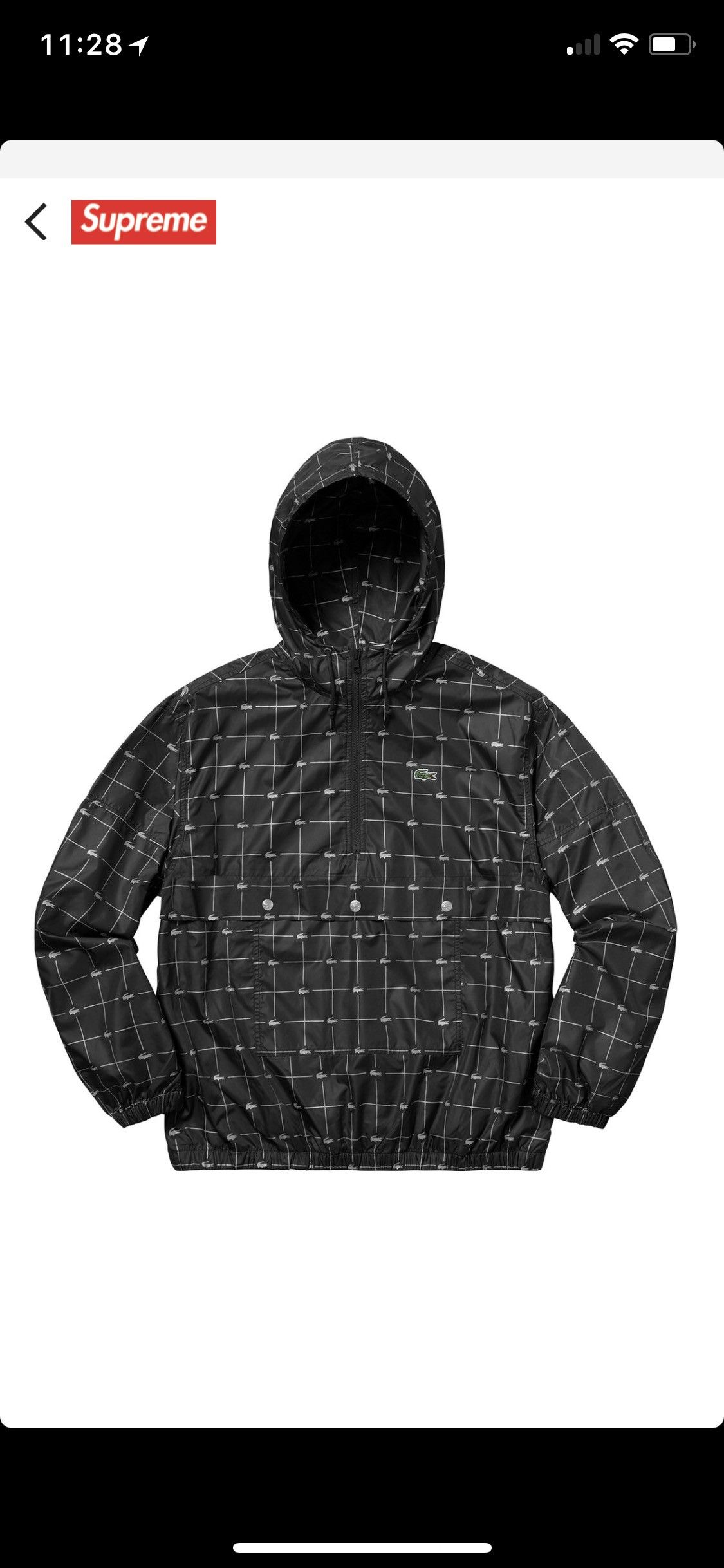 Supreme lacoste reflective grid nylon anorak black deals