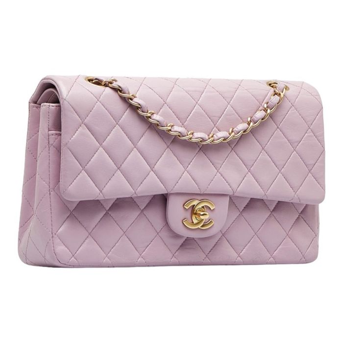 CHANEL CC Matelasse25 Double Chain W flap Shoulder Bag Jersey pink