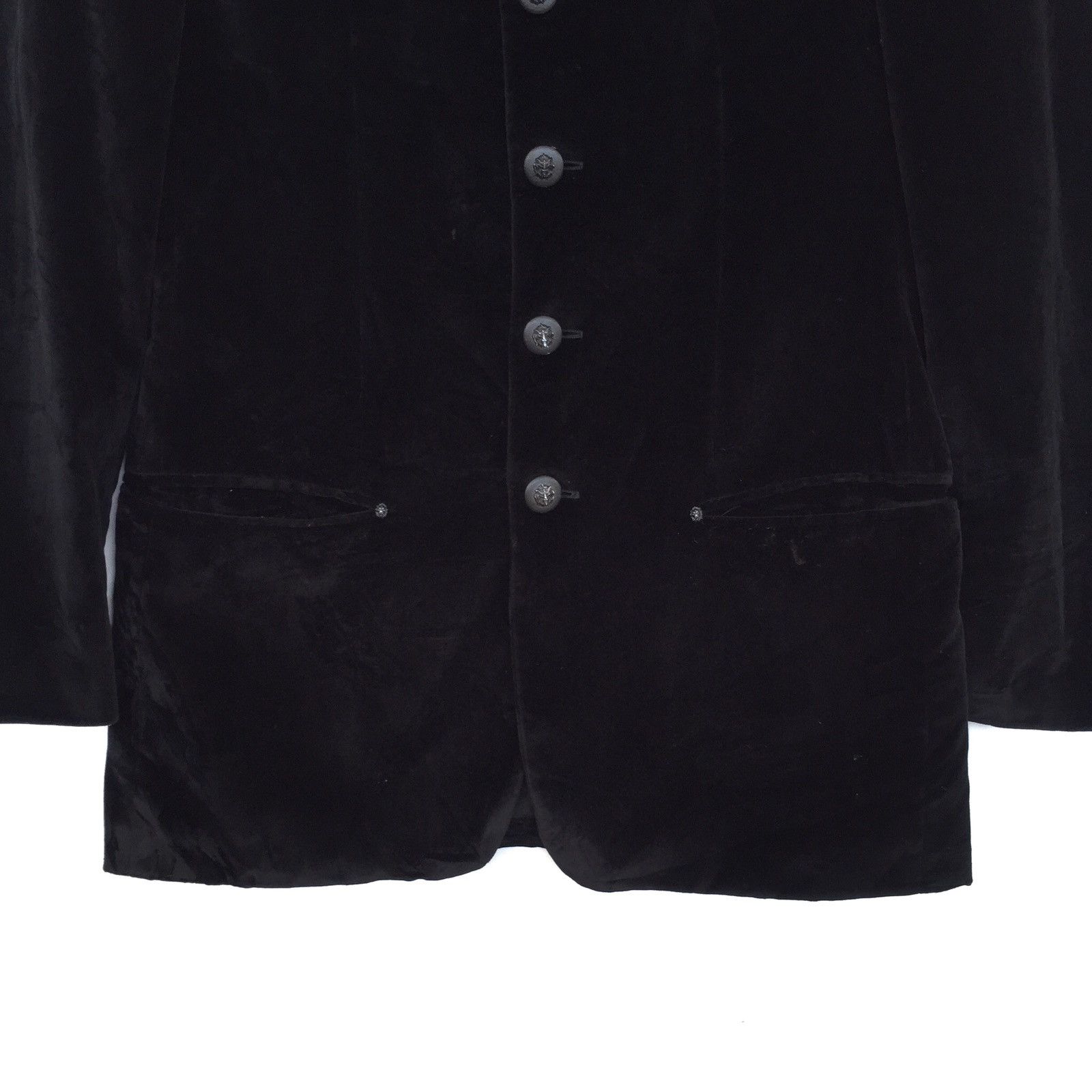 Versace 1990s Versace 🇮🇹 Velvet Medusa Button Minimal Coat Jacket Size US M / EU 48-50 / 2 - 3 Thumbnail