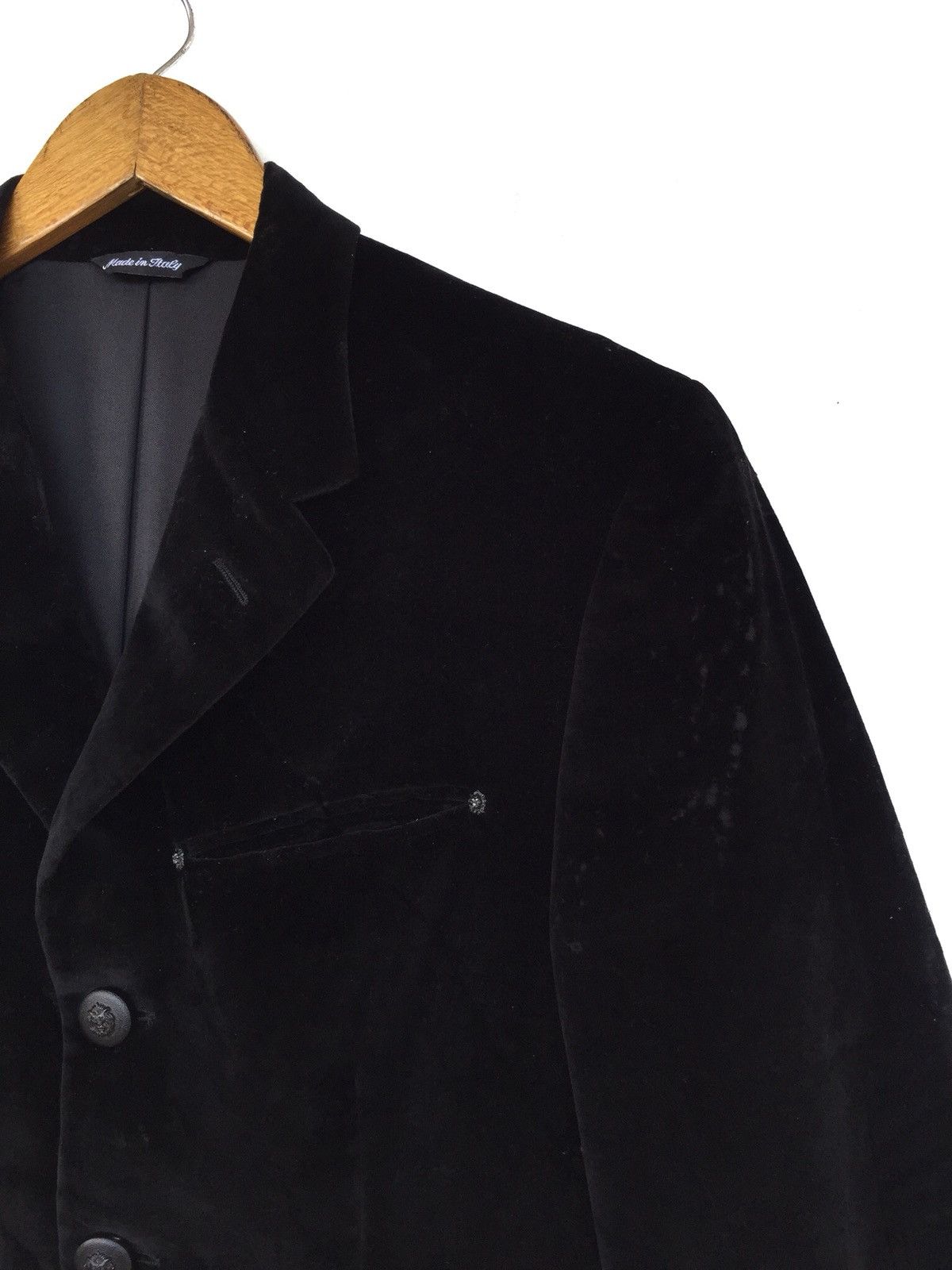 Versace 1990s Versace 🇮🇹 Velvet Medusa Button Minimal Coat Jacket Size US M / EU 48-50 / 2 - 6 Thumbnail