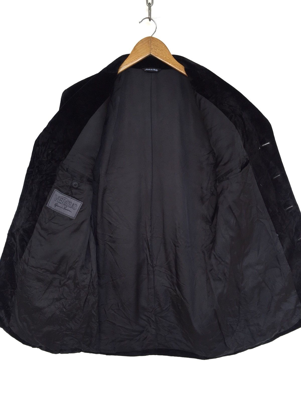 Versace 1990s Versace 🇮🇹 Velvet Medusa Button Minimal Coat Jacket Size US M / EU 48-50 / 2 - 10 Thumbnail