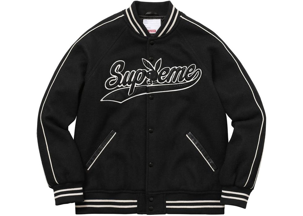 Supreme Supreme PlayBoy Wool Varsity Jacket Black | Grailed