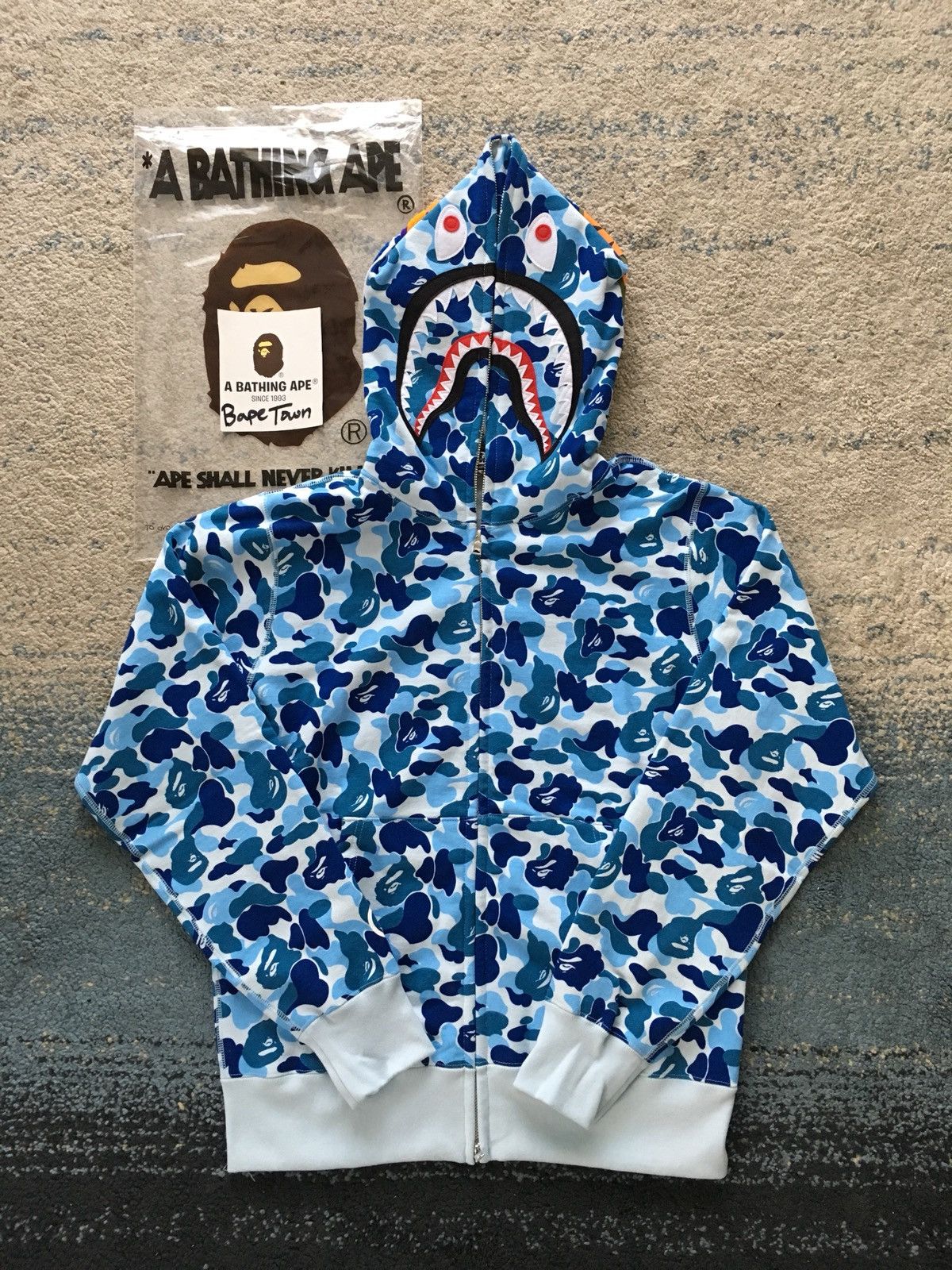 Bape Blue ABC Camo Shark Hoodie Grailed