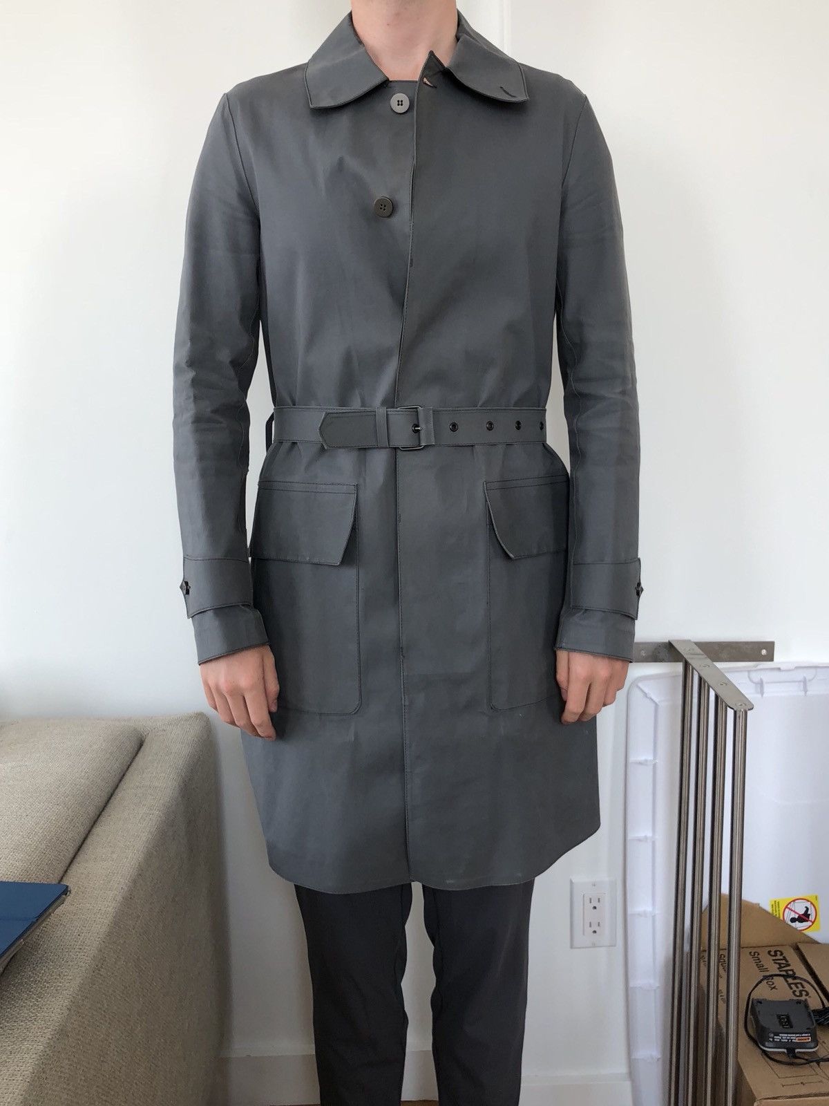 Balenciaga Grey Raincoat with Belt Size US S / EU 44-46 / 1 - 14 Thumbnail