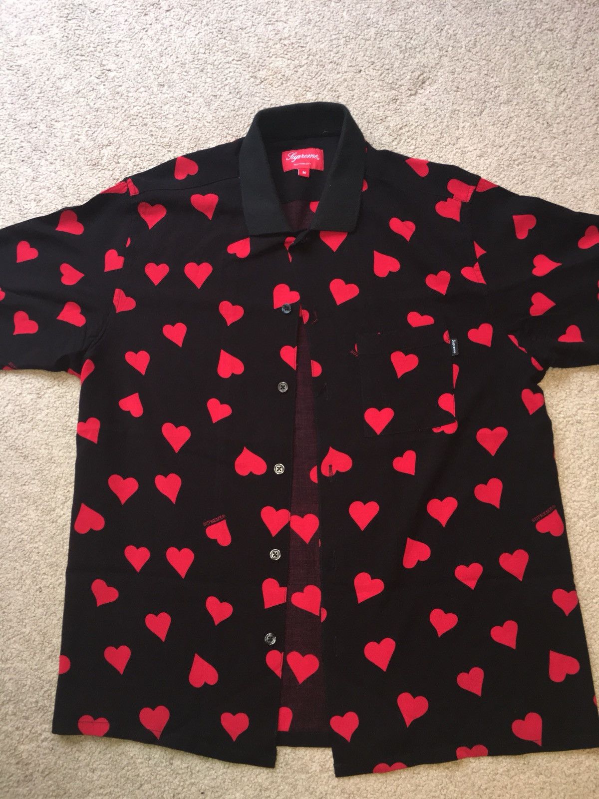 X Christopher Wool red Ss Button Up Shirt