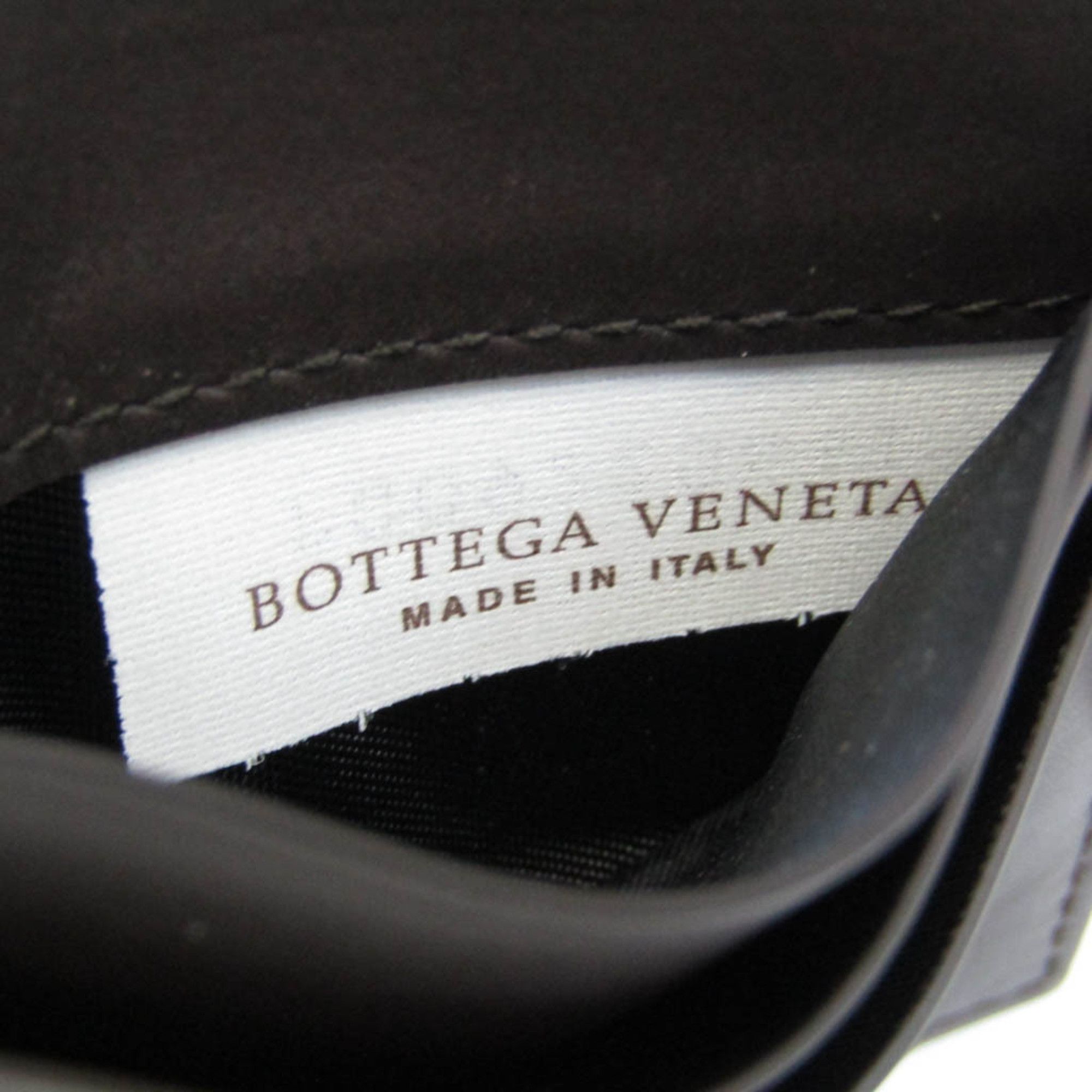 Bottega Veneta Contrast Punching 579246 Leather Card Case Dark Brown