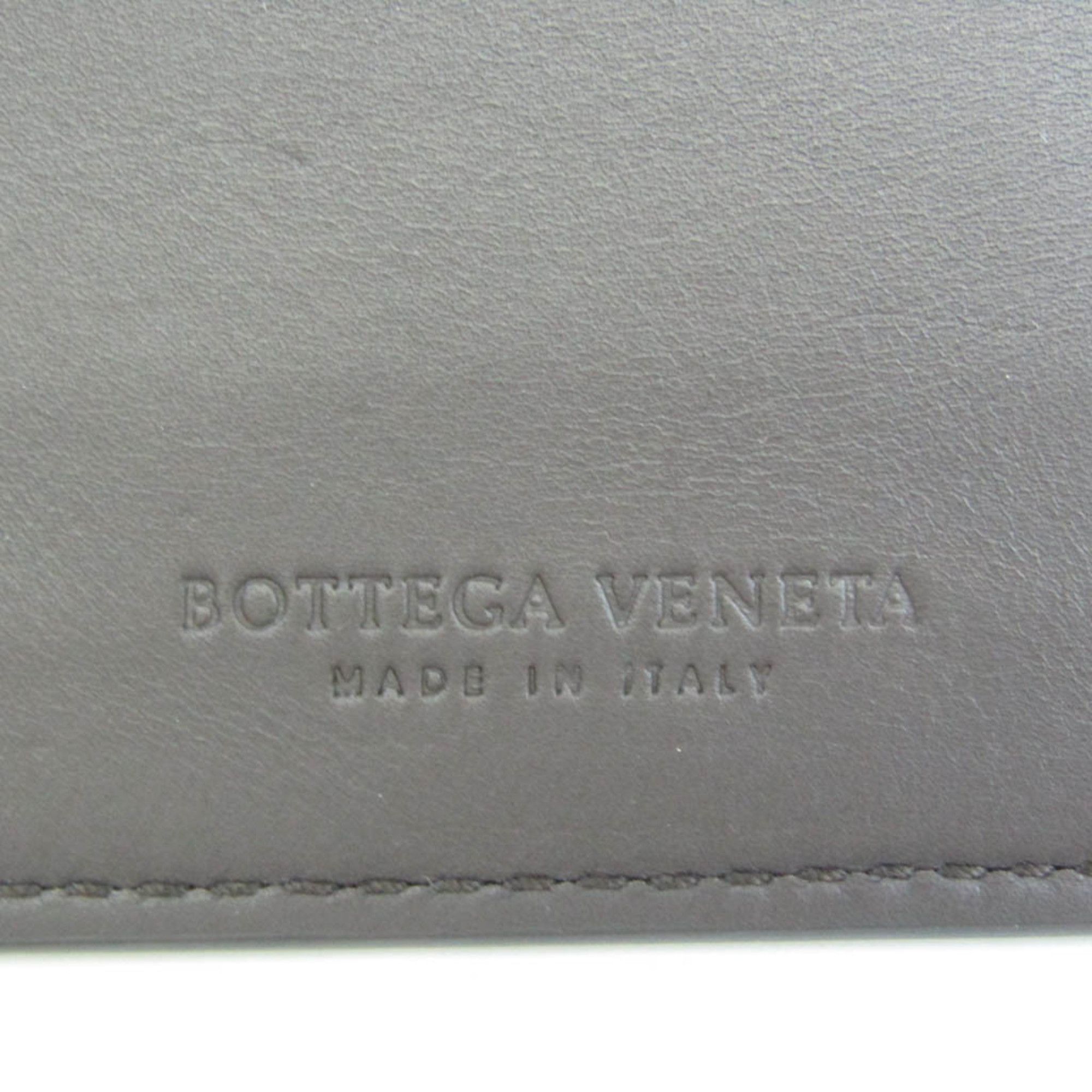 Bottega Veneta Contrast Punching 579246 Leather Card Case Dark Brown