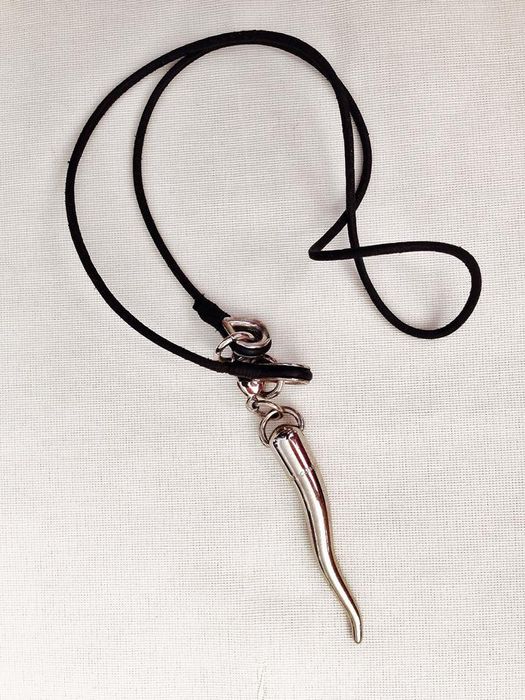 Dolce & Gabbana DOLCE & GABBANA Silver Horn Pendant with Leather Chain Size ONE SIZE - 1 Preview
