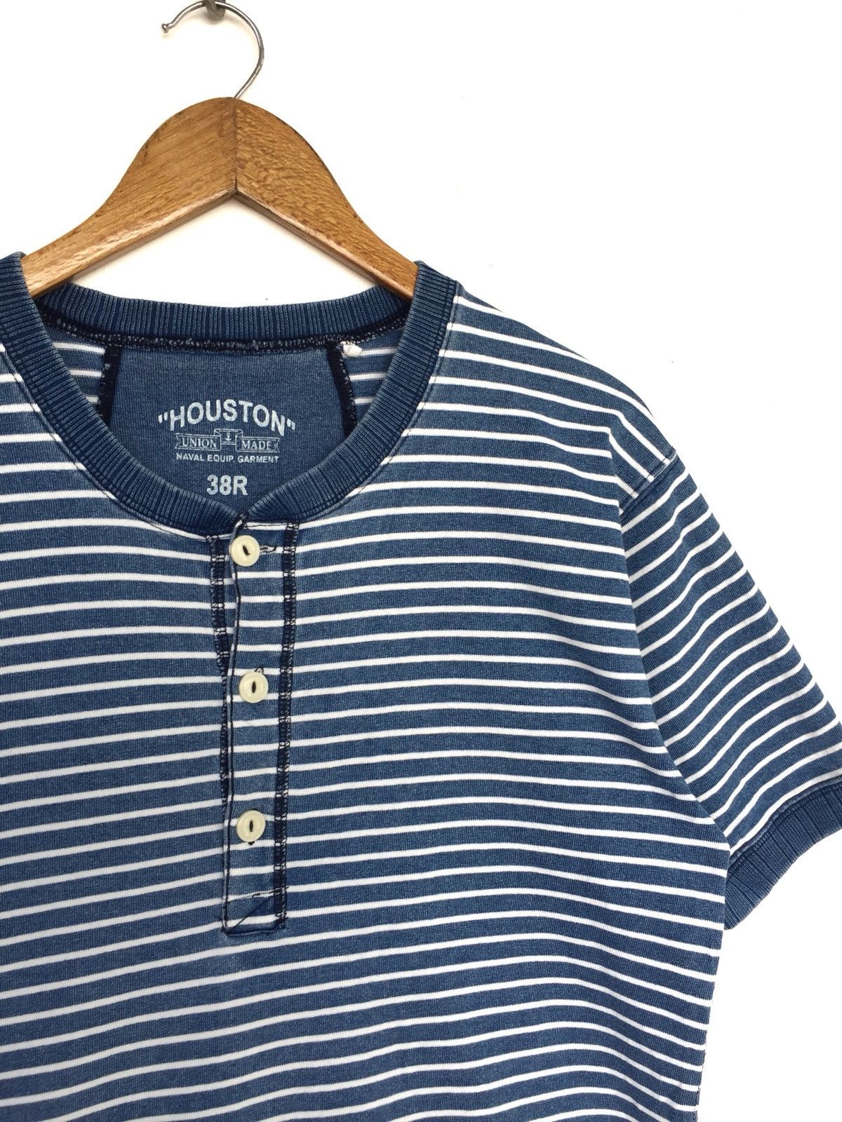 Indigo Vintage Houston Rockabilly Striped Indigo Dyed Henley Shirt Size US M / EU 48-50 / 2 - 2 Thumbnail
