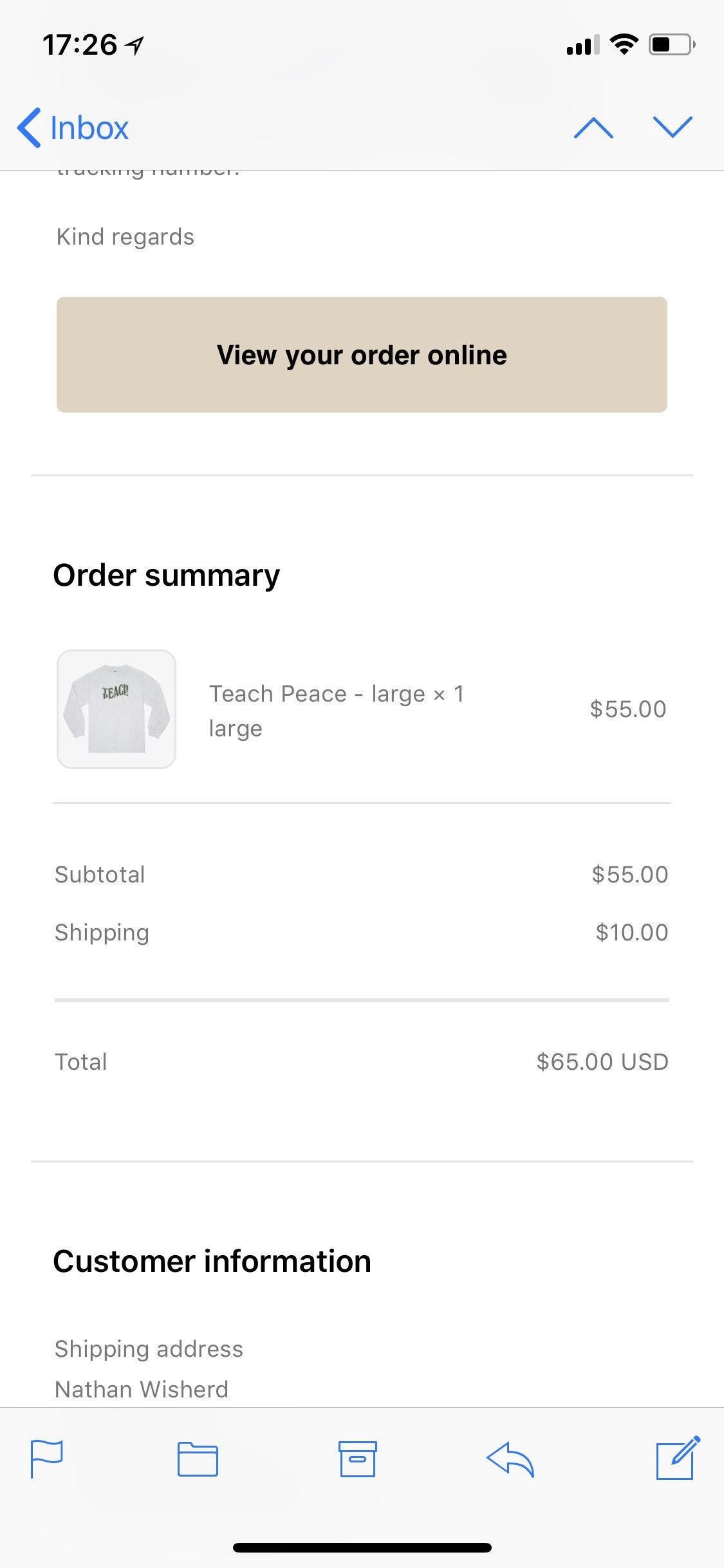 JJJJound Teach Peace long sleeve Size US L / EU 52-54 / 3 - 3 Thumbnail