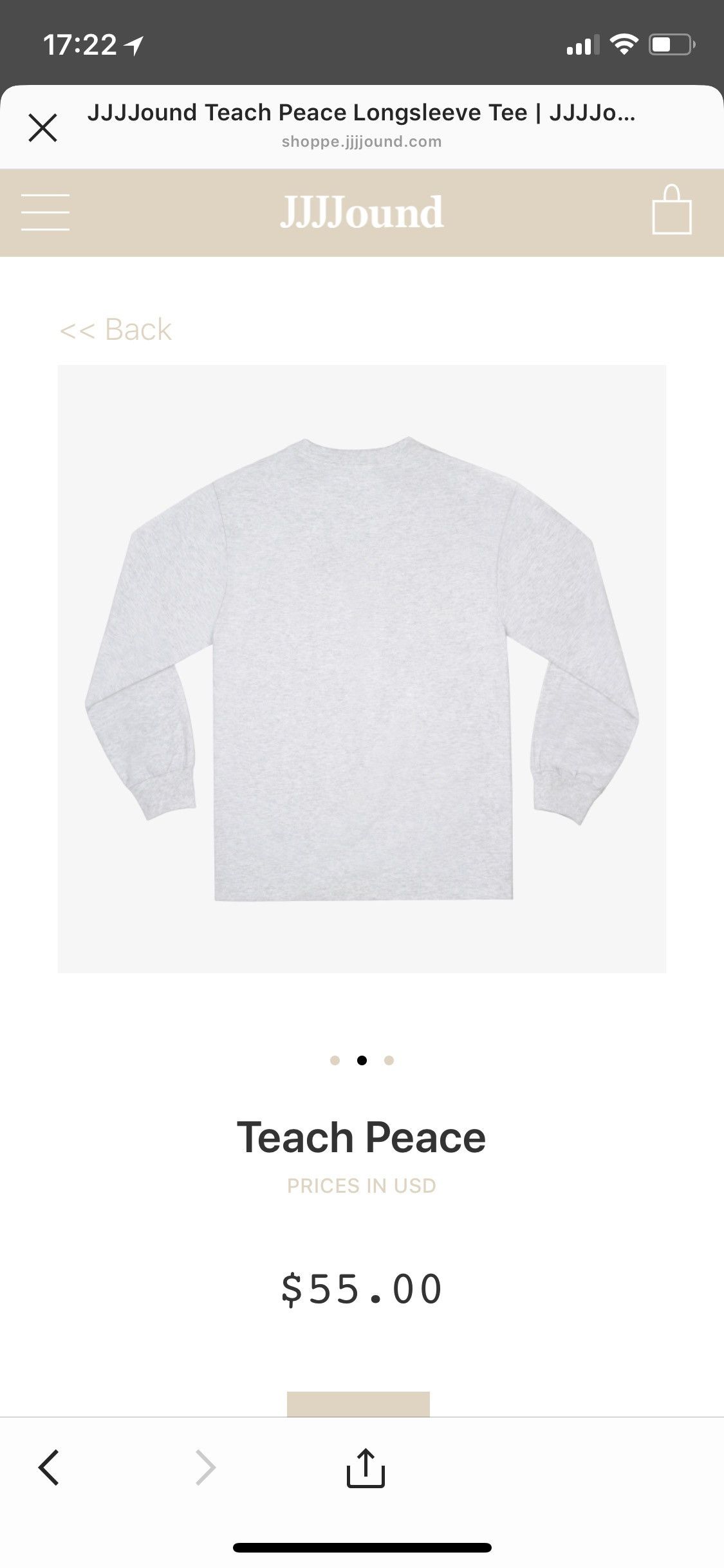 JJJJound Teach Peace long sleeve Size US L / EU 52-54 / 3 - 2 Thumbnail