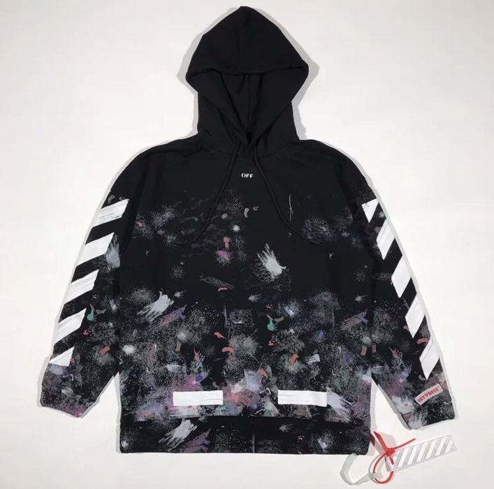 Off white hot sale galaxy hoodie fake