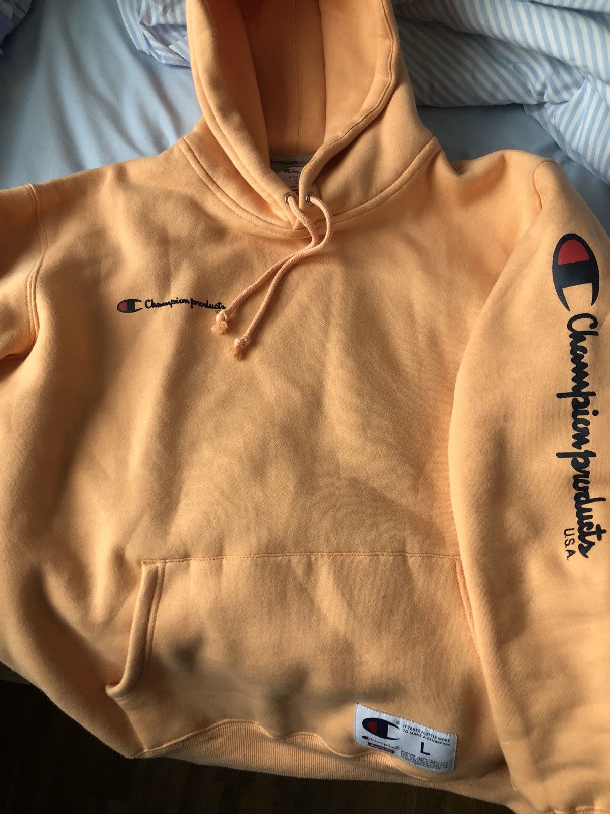 Supreme X Champion Peach Hoodie
